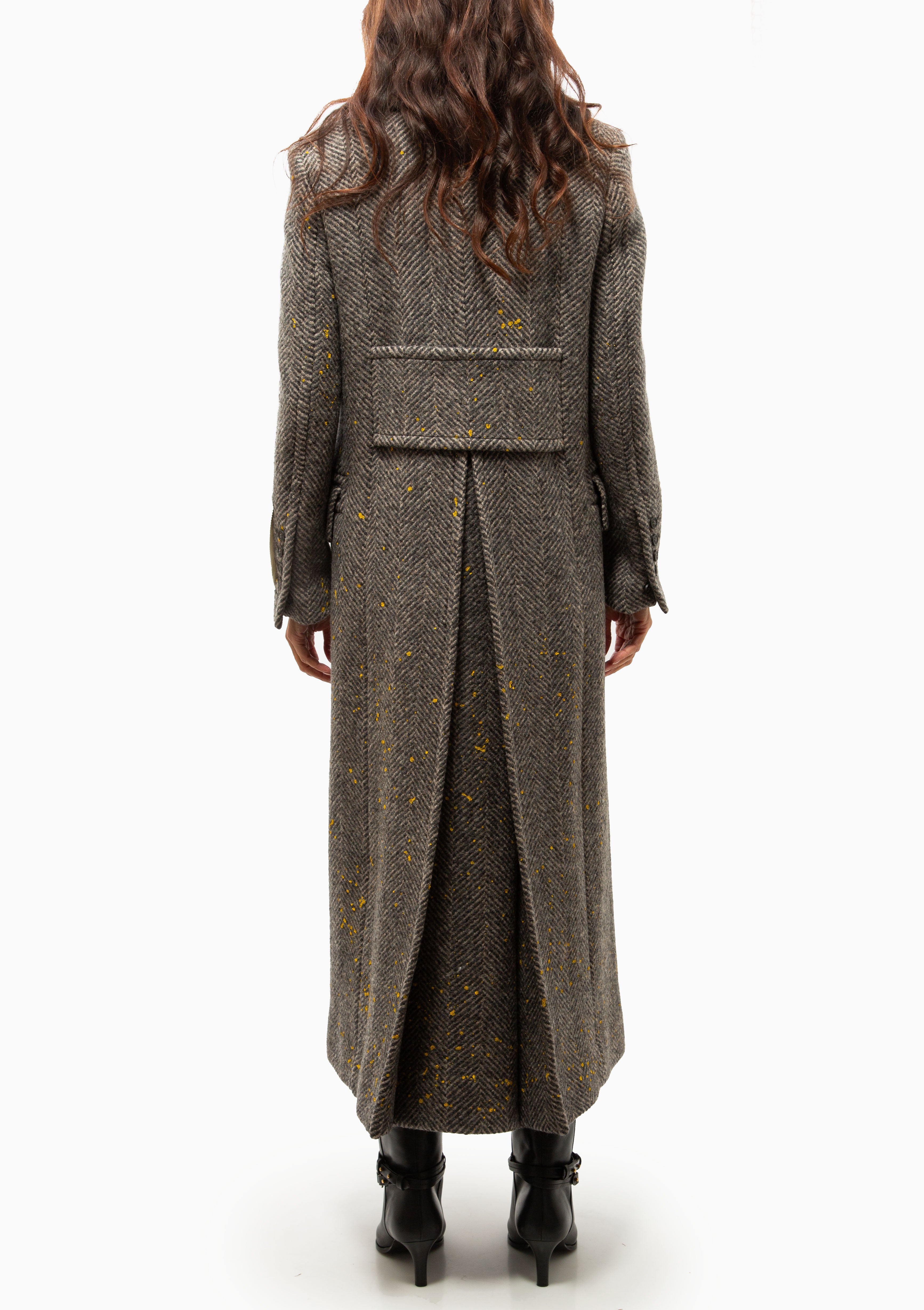 Long Herringbone Coat | Anthracite