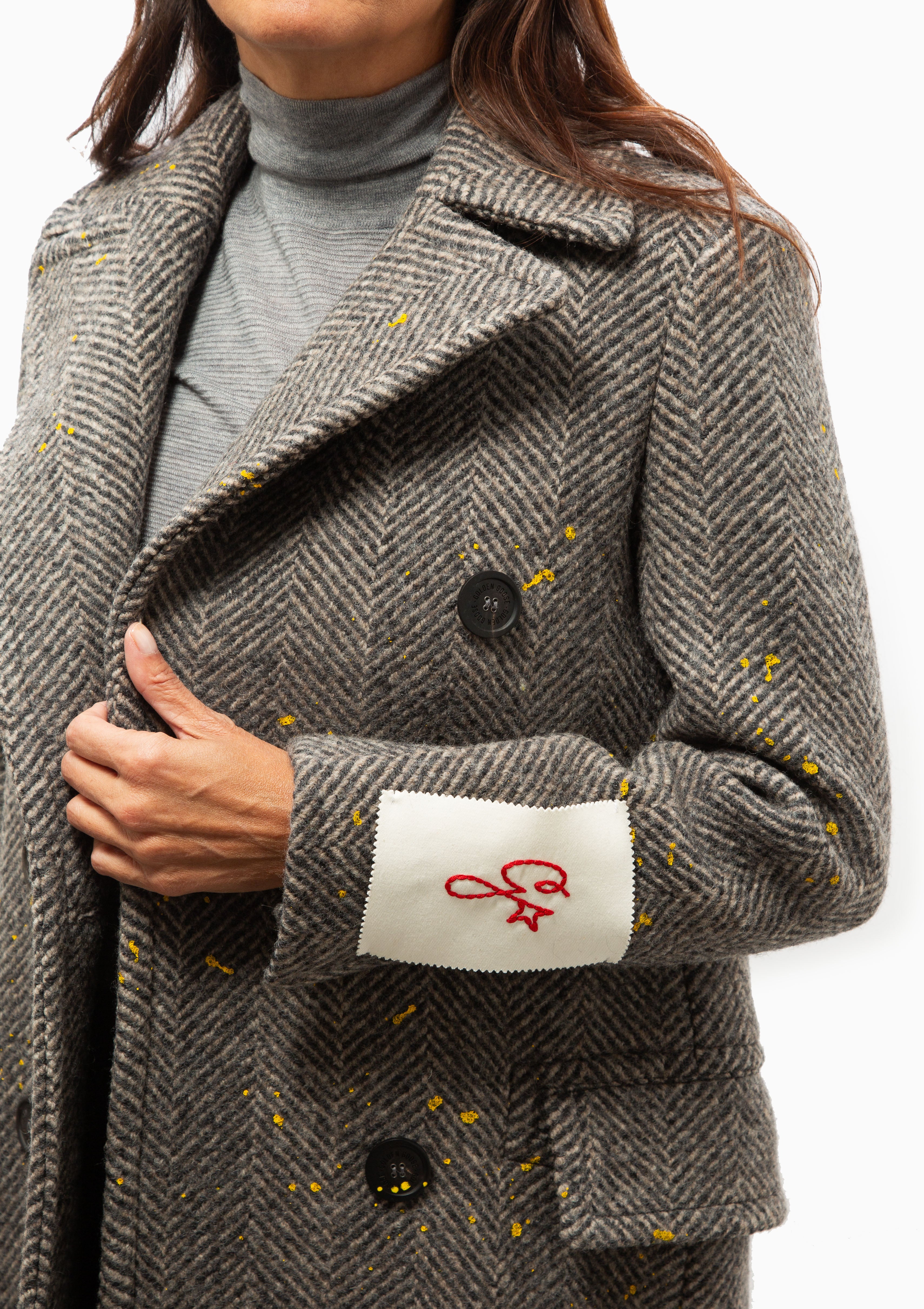 Long Herringbone Coat | Anthracite