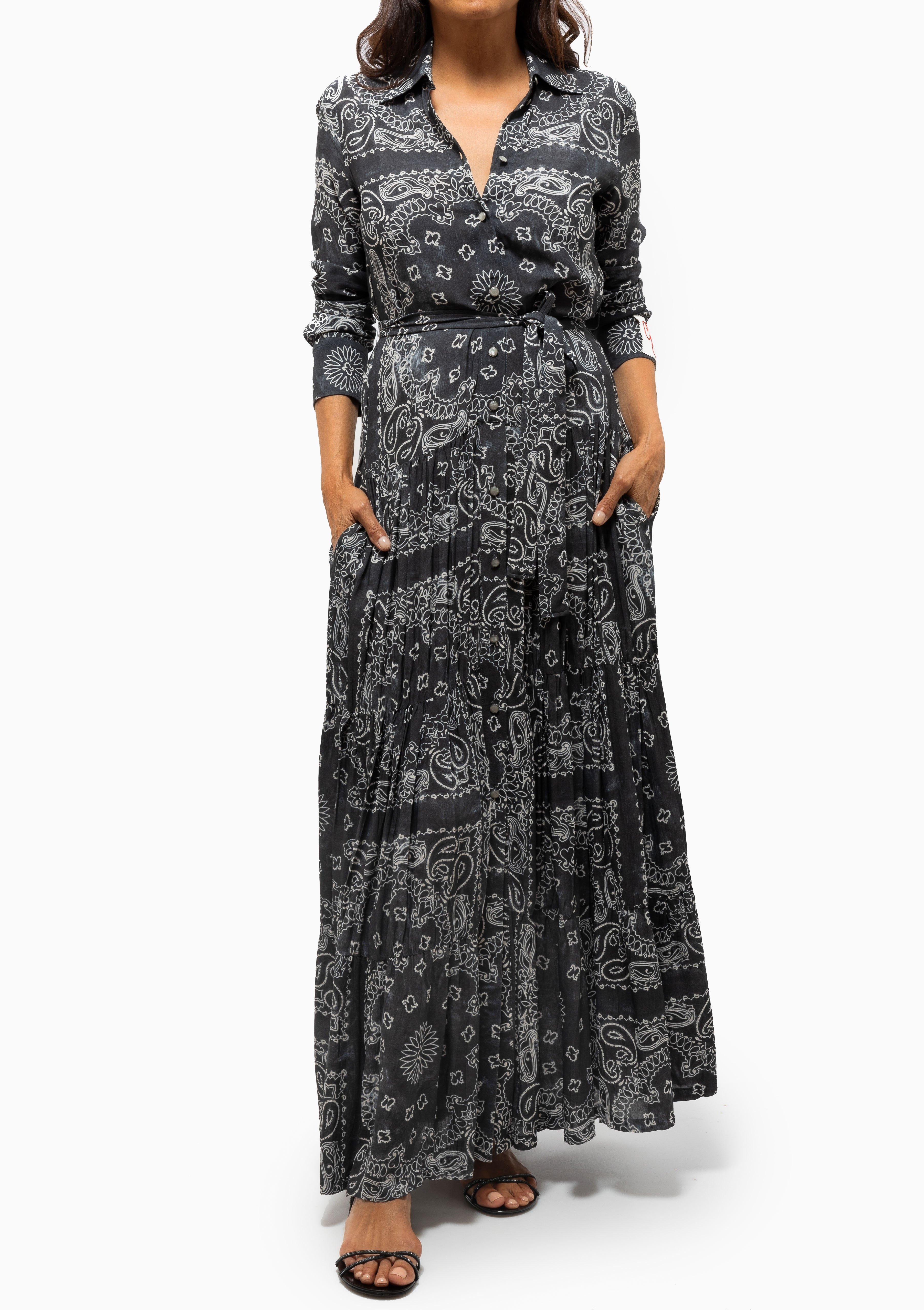 Paisley Print Shirt Dress | Anthracite
