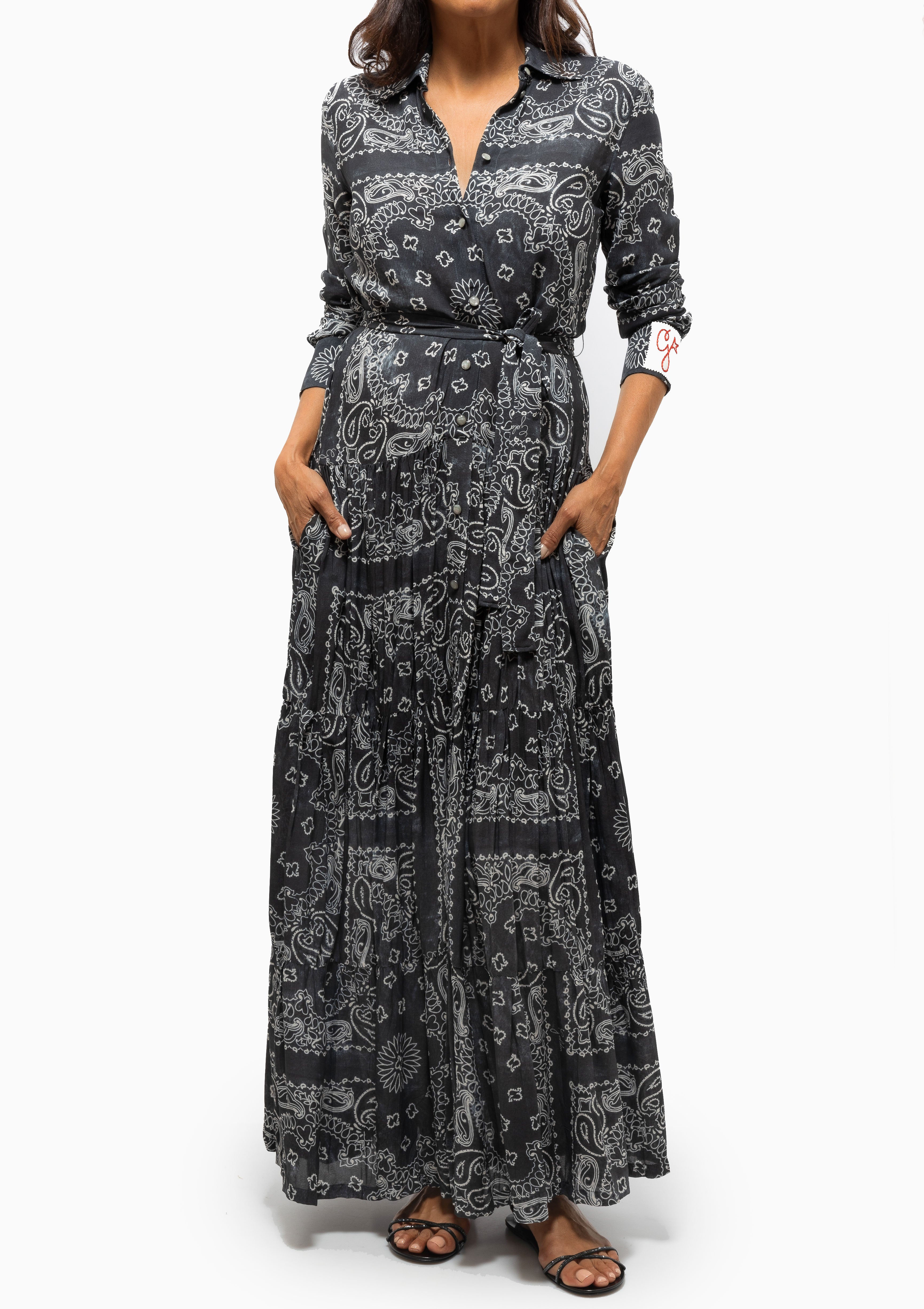 Paisley Print Shirt Dress | Anthracite