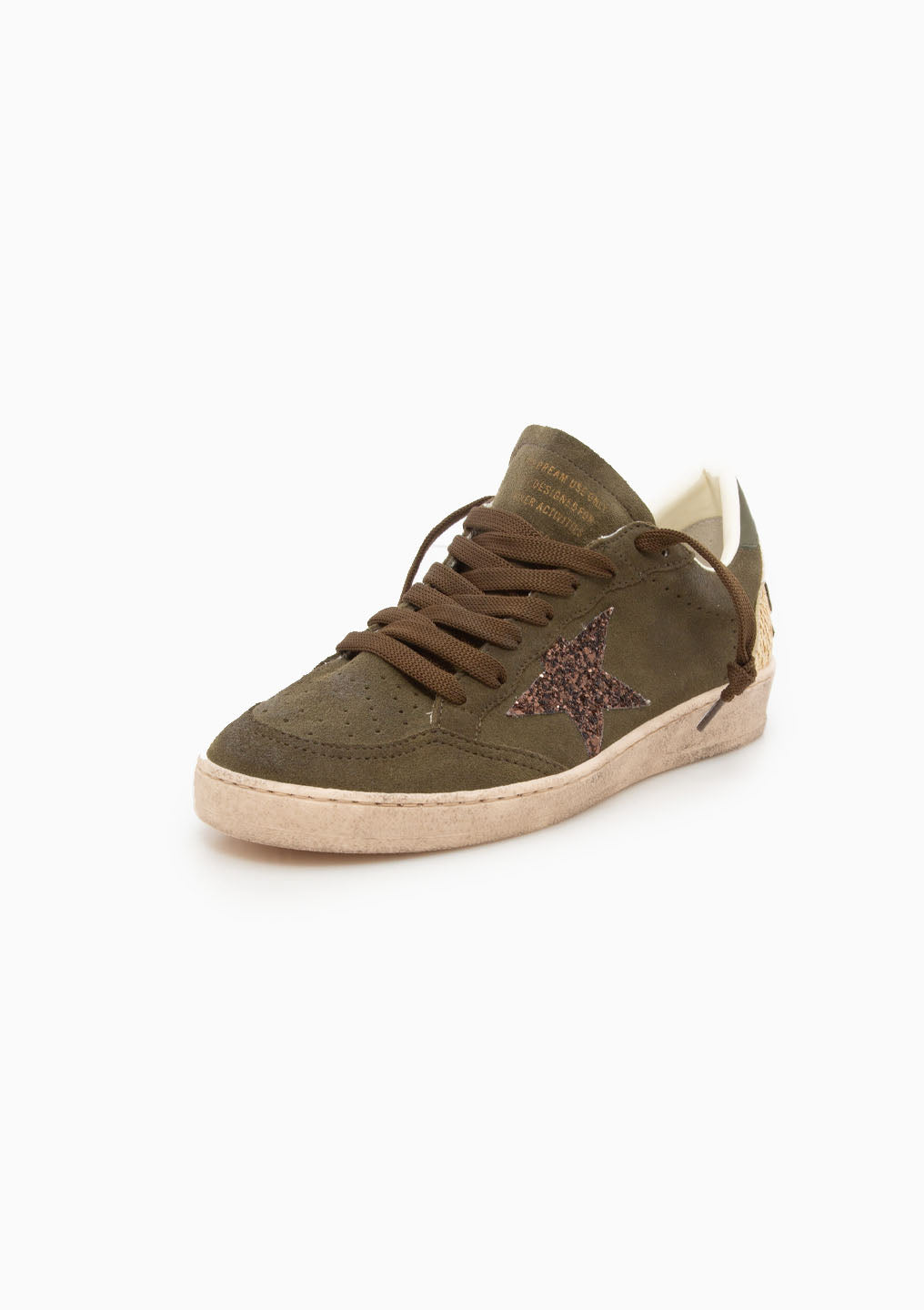 Ball Star Sneaker Suede Raffia Spur | Olive Green/Beige