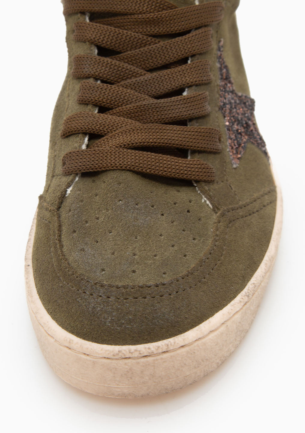 Ball Star Sneaker Suede Raffia Spur | Olive Green/Beige