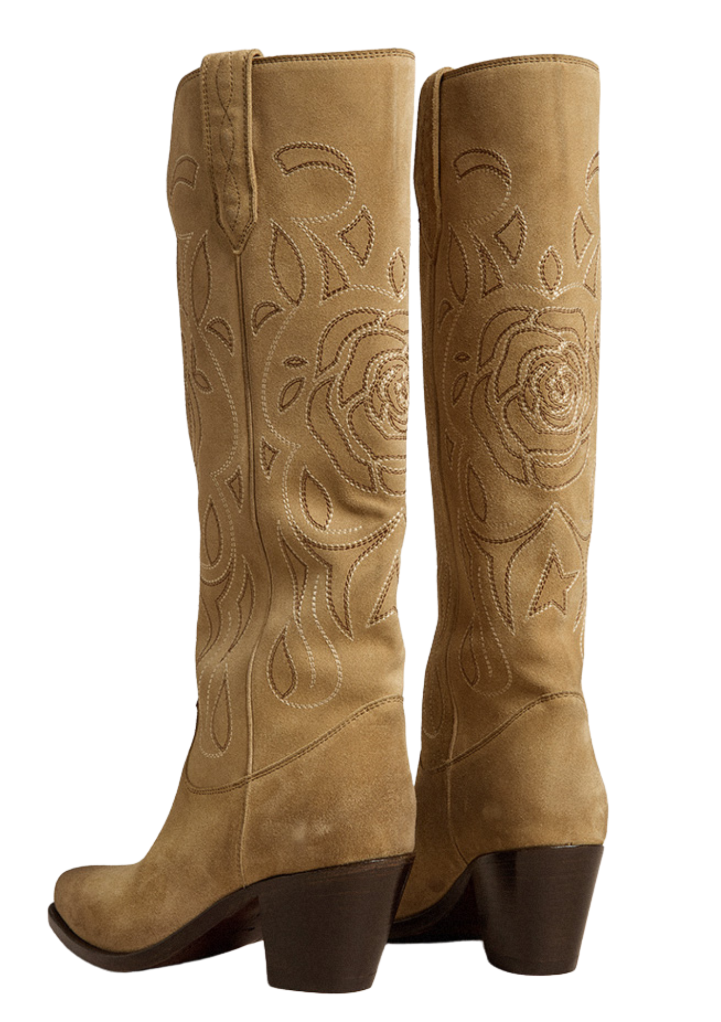 '70 Wish Star Rose Embroidery Suede Boot | Sand