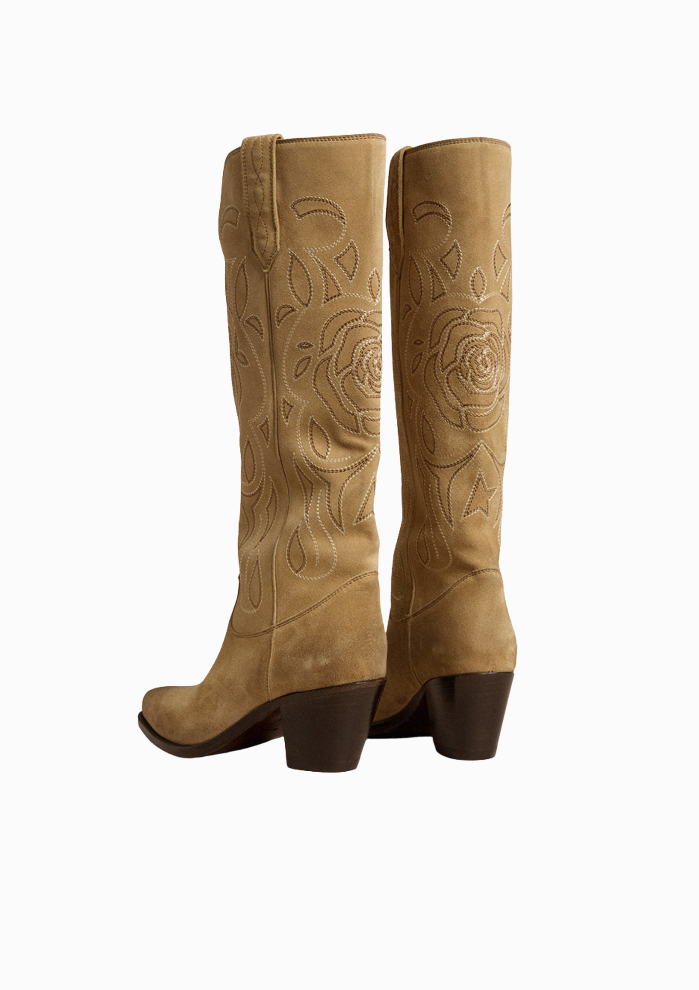 '70 Wish Star Rose Embroidery Suede Boot | Sand