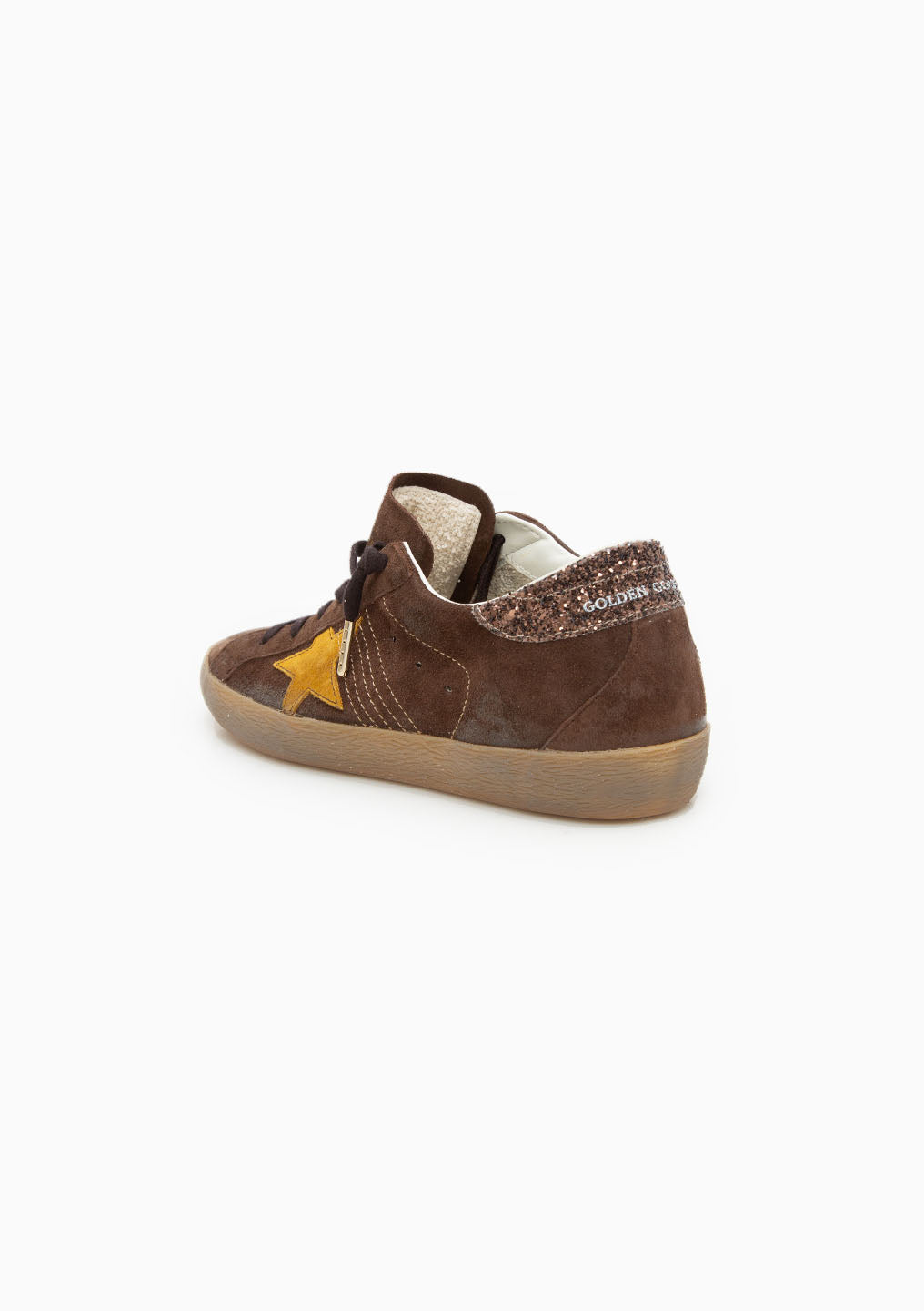 Superstar Sneaker Suede Glitter Heel | Brown/Ocra