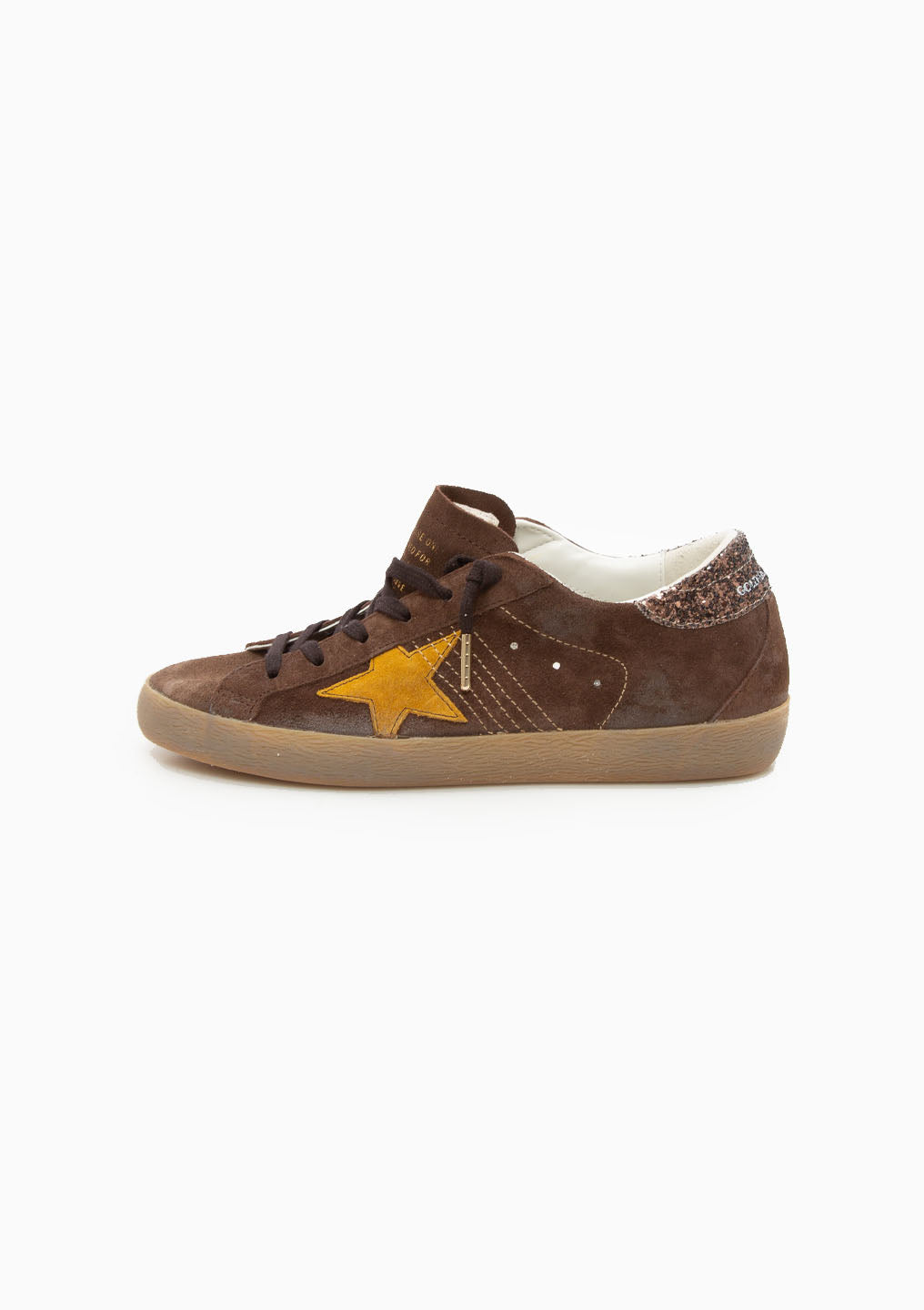 Superstar Sneaker Suede Glitter Heel | Brown/Ocra