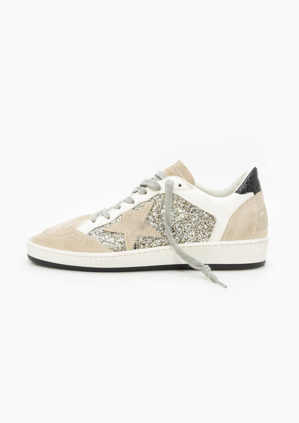Ball Star Sneaker Glitter Cocco Heel | Silver/White/Black