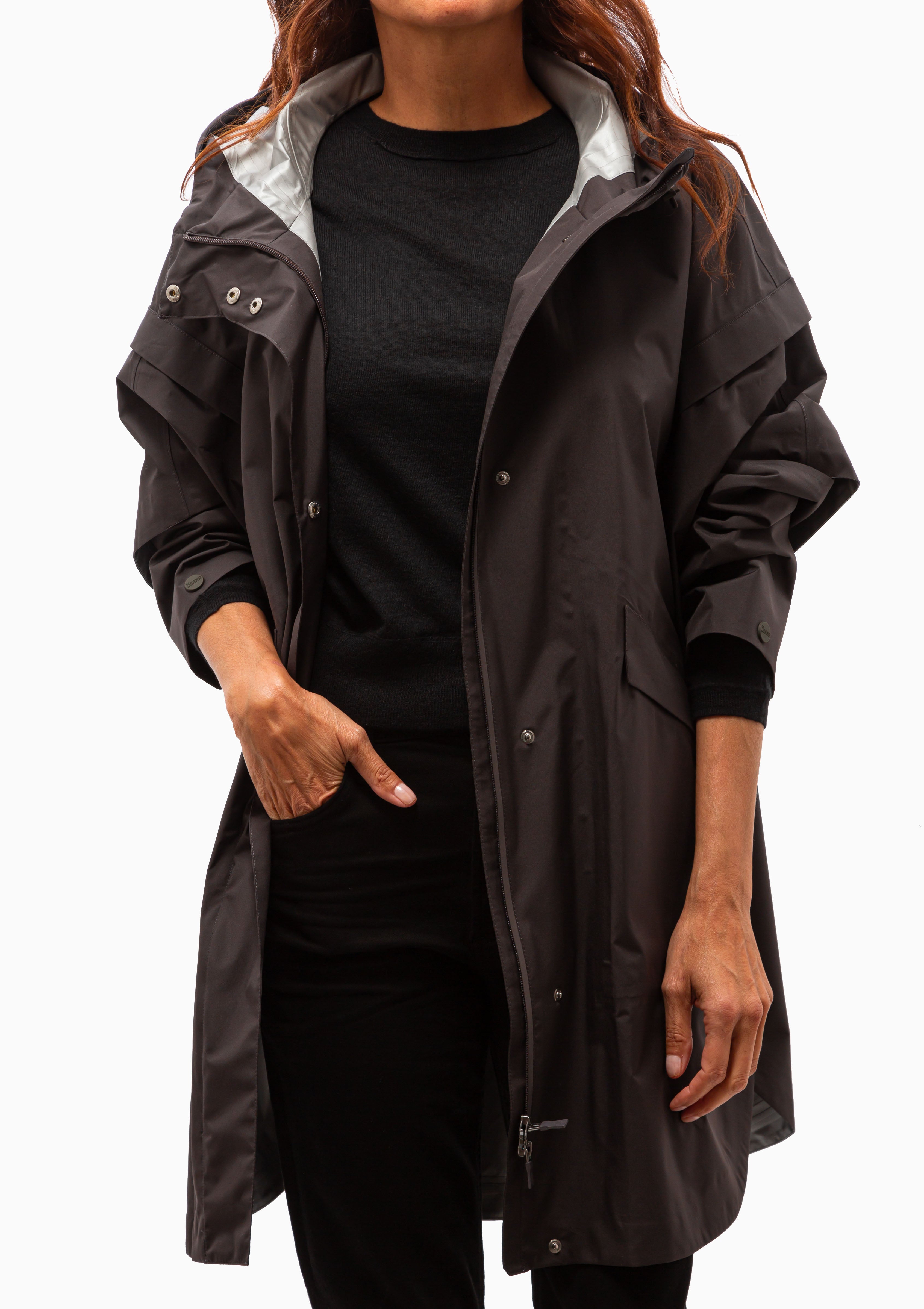 2 Layer Nylon Hooded Poncho | Charcoal