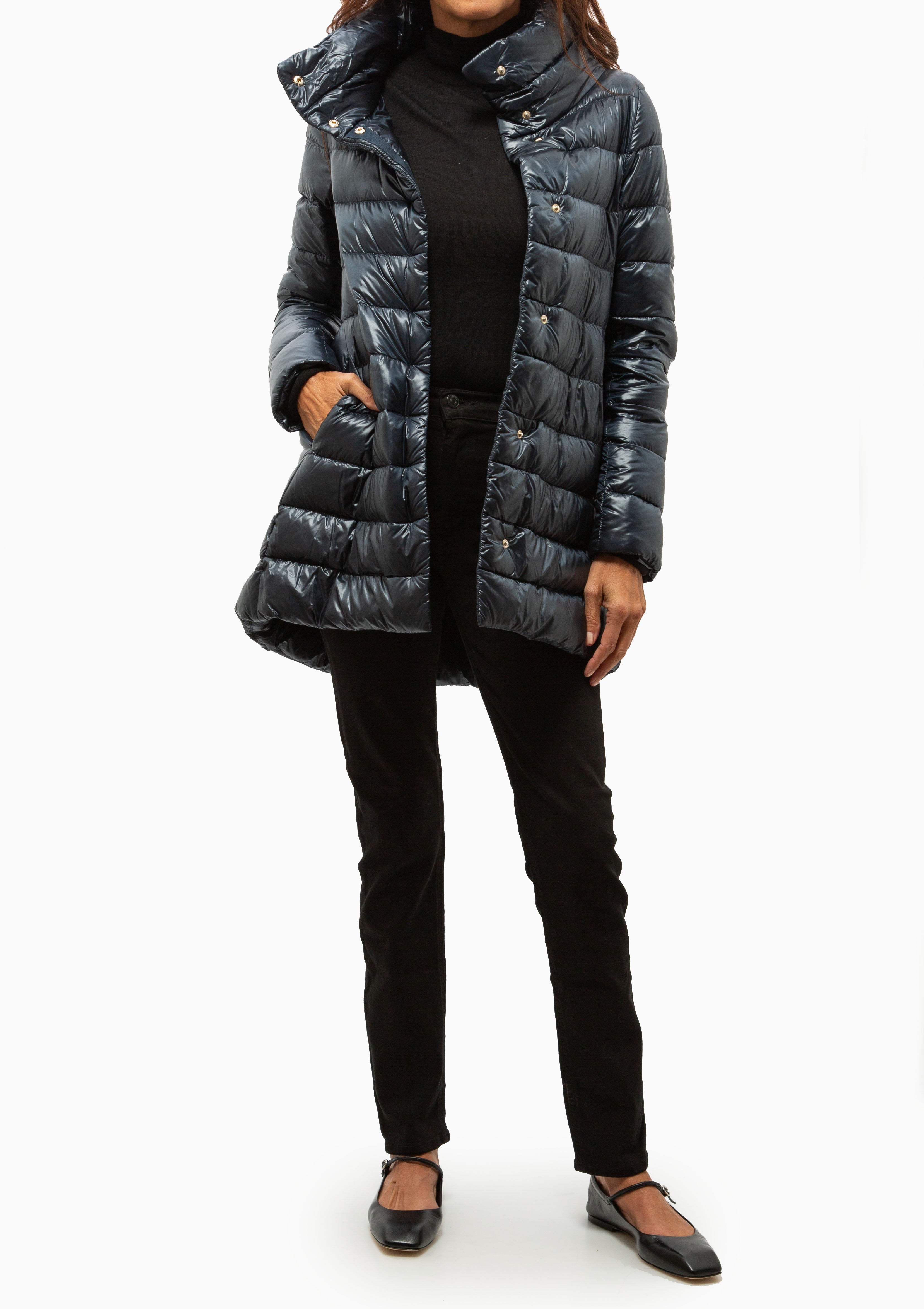 Amelia Classic Nylon A-Shape Coat | Navy