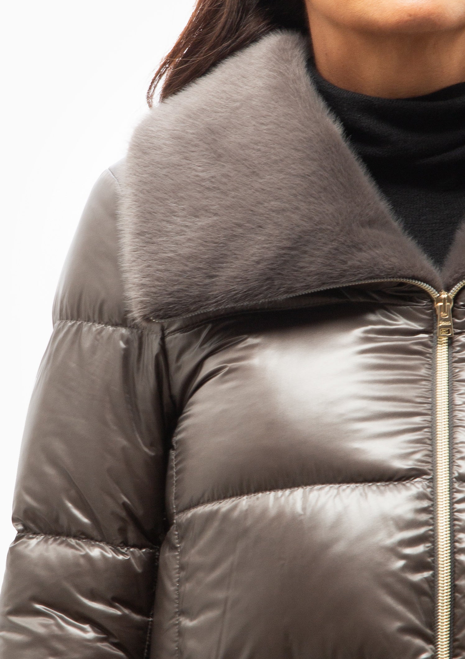 Classic Nylon A-Shape Jacket & Lady Alternative Fur | Anthracite