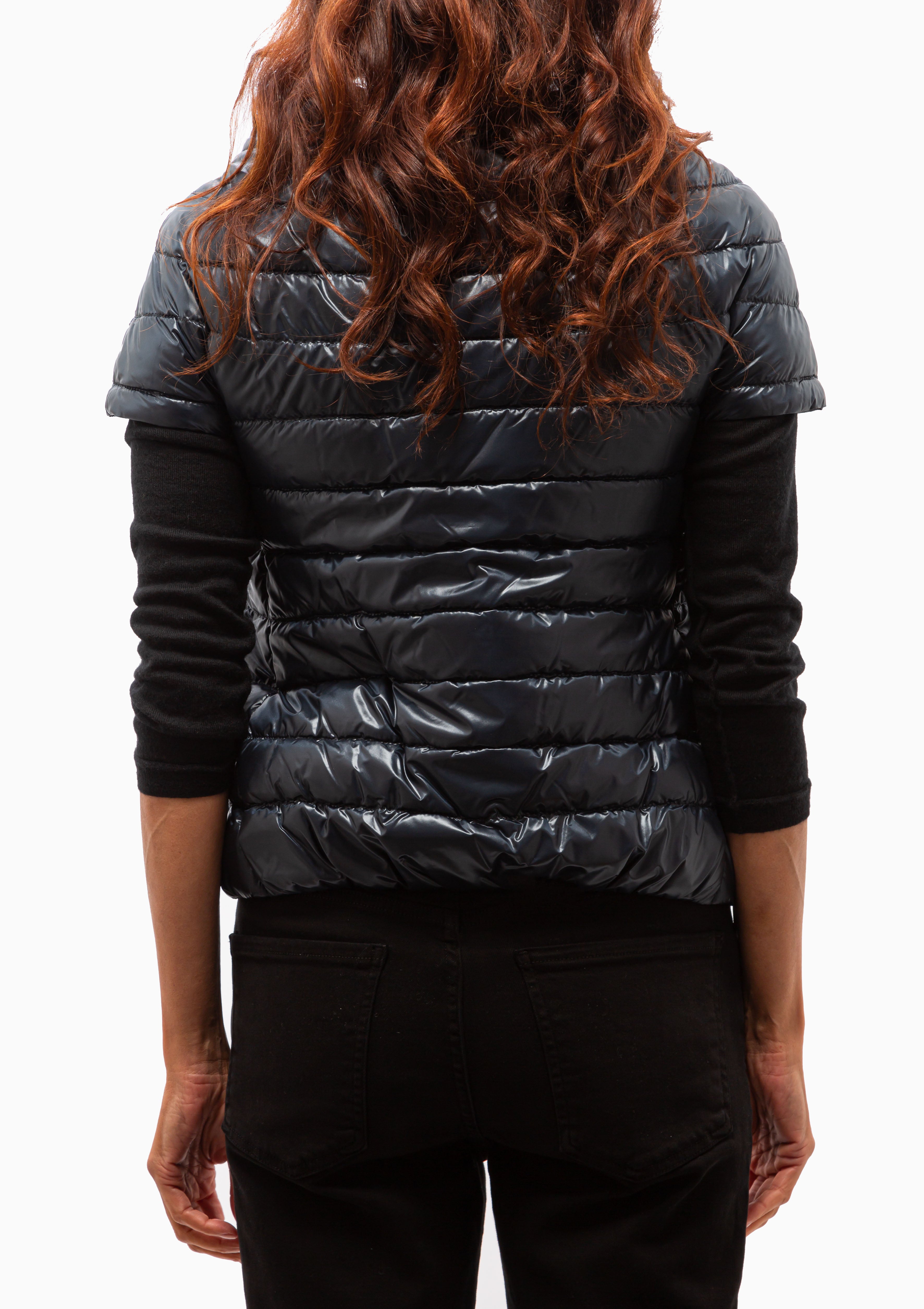 Classic Nylon Greta Cap Sleeve Jacket | Blue Navy