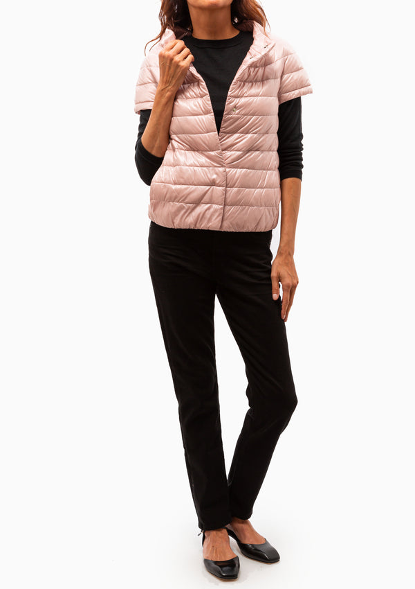 Classic Nylon Greta Cap Sleeve Jacket | Light Pink