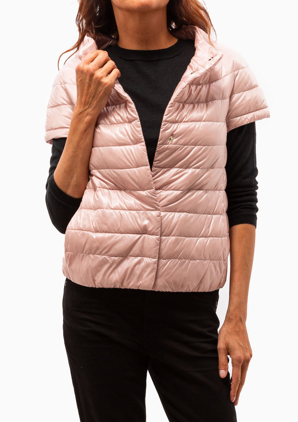 Classic Nylon Greta Cap Sleeve Jacket | Light Pink