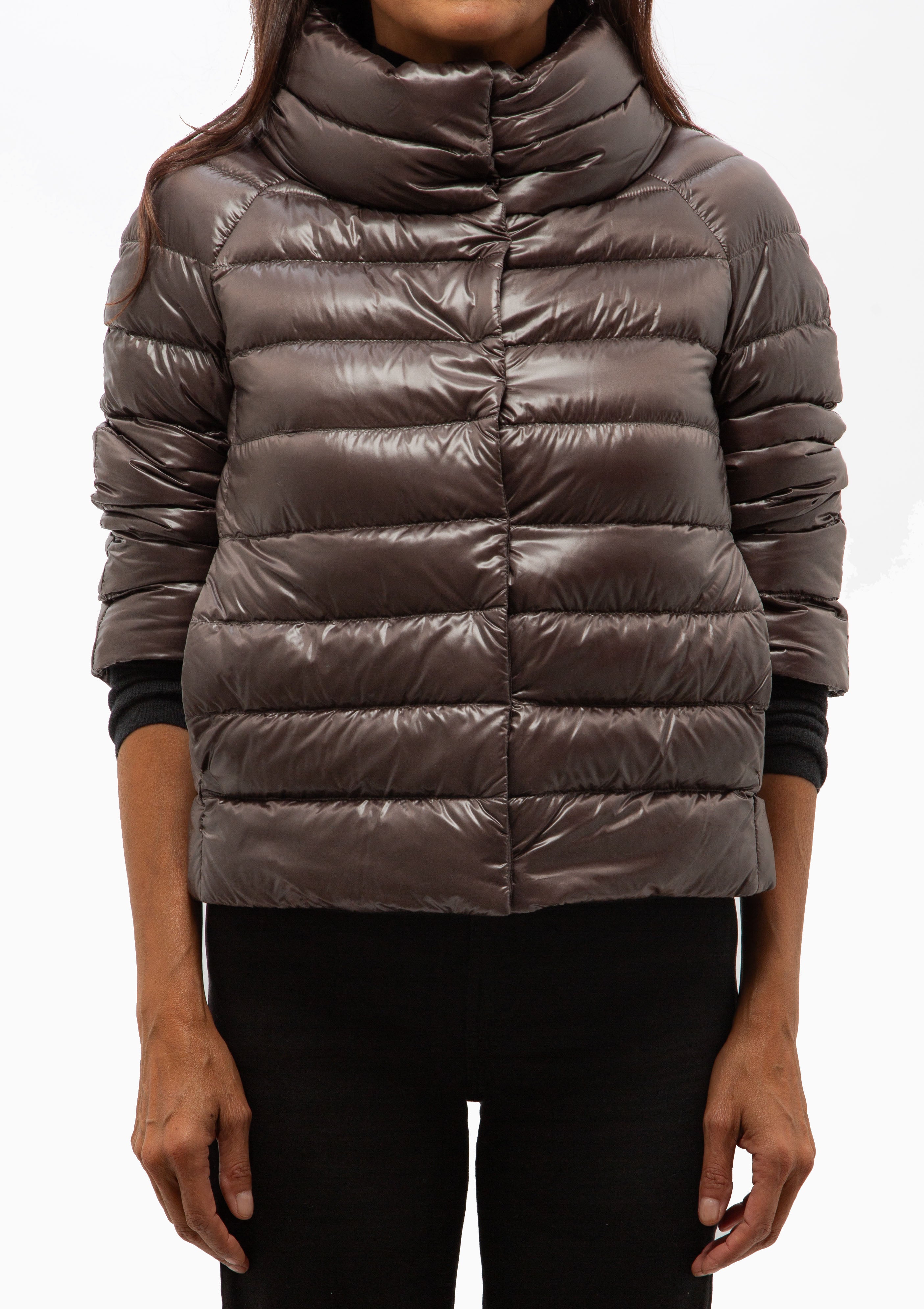 Classic Nylon Sofia 3/4 Sleeve Jacket | Marrone Scuro