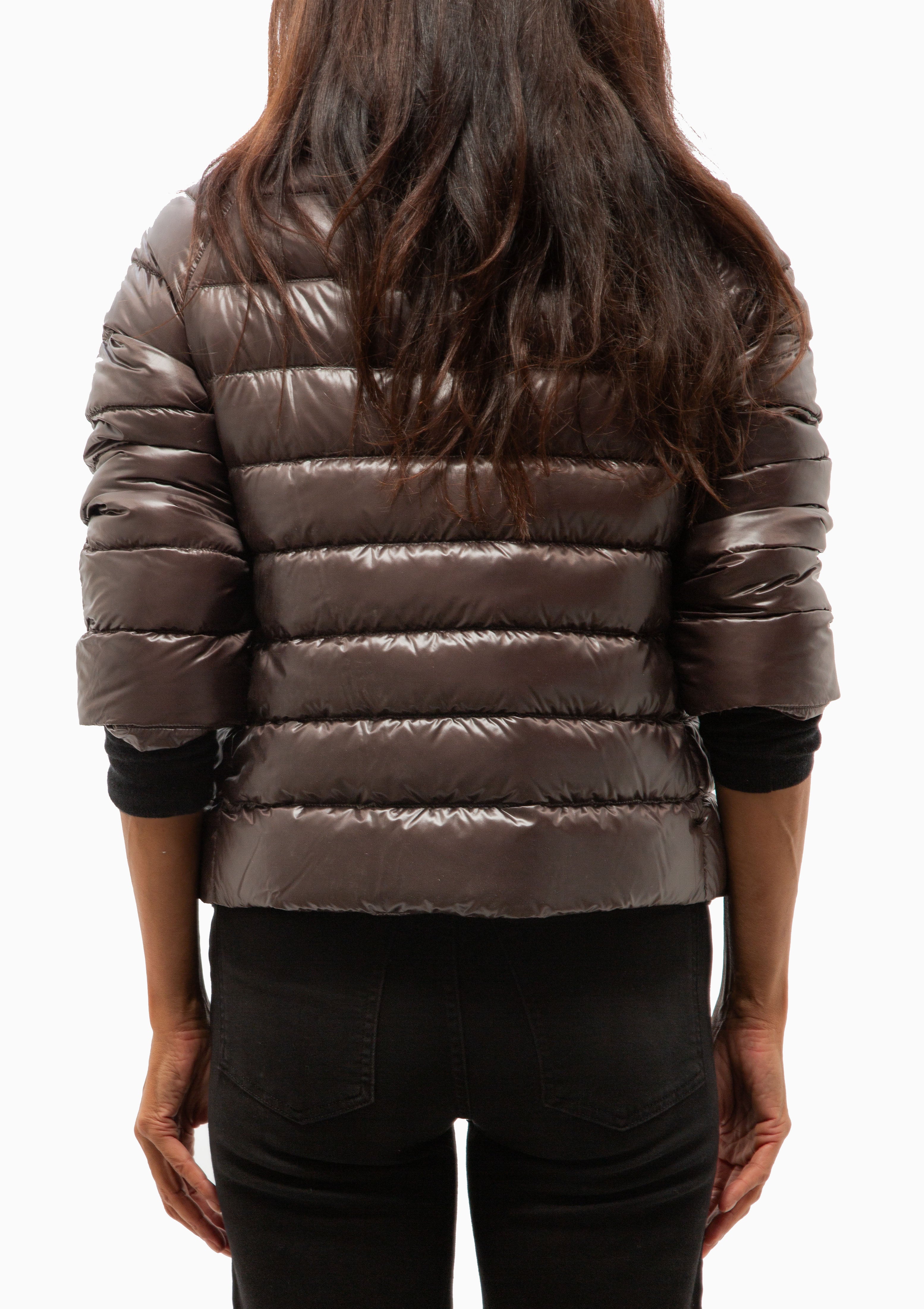 Classic Nylon Sofia 3/4 Sleeve Jacket | Marrone Scuro