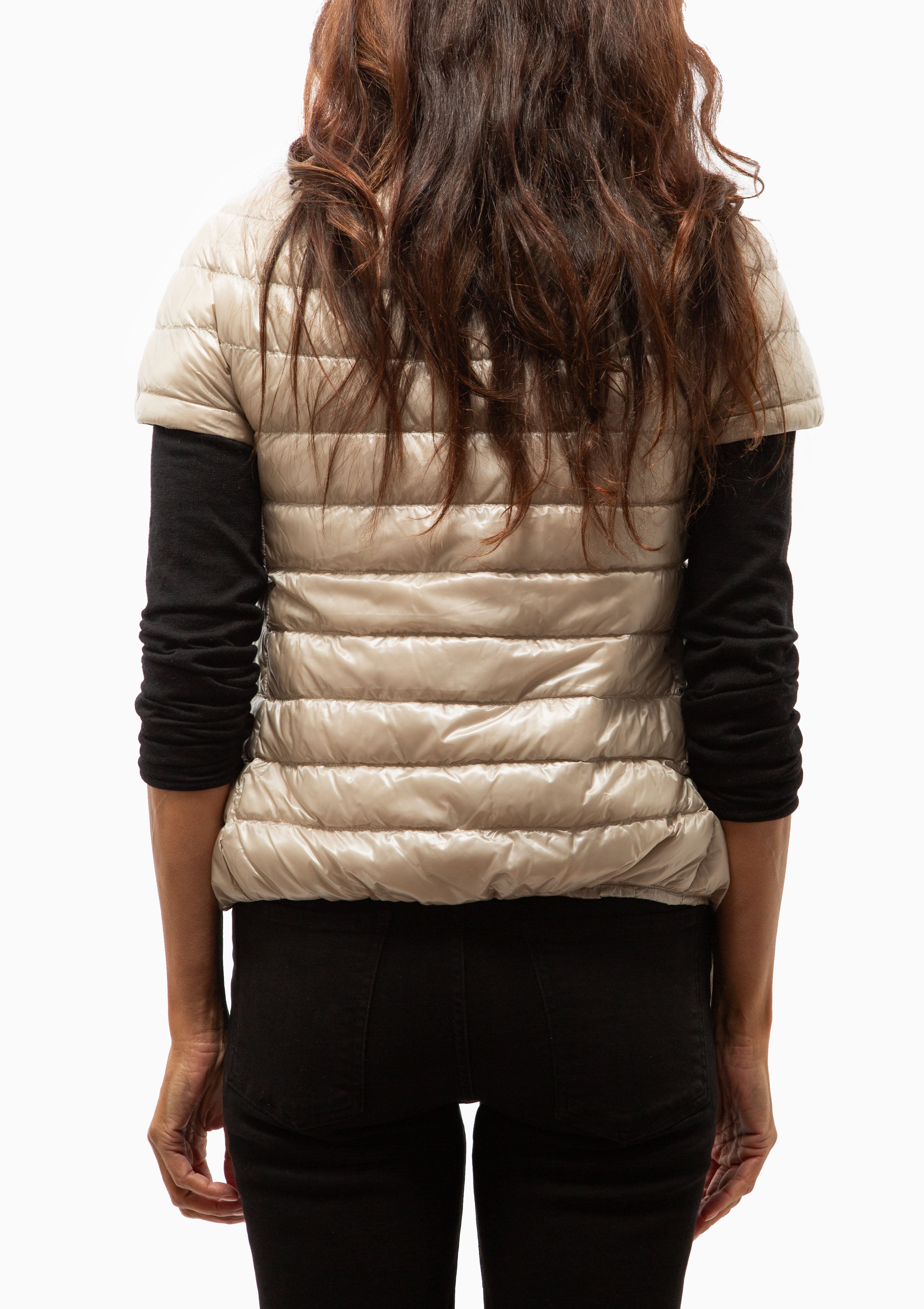 Emilia Classic Nylon Cap Sleeve Jacket | Champagne