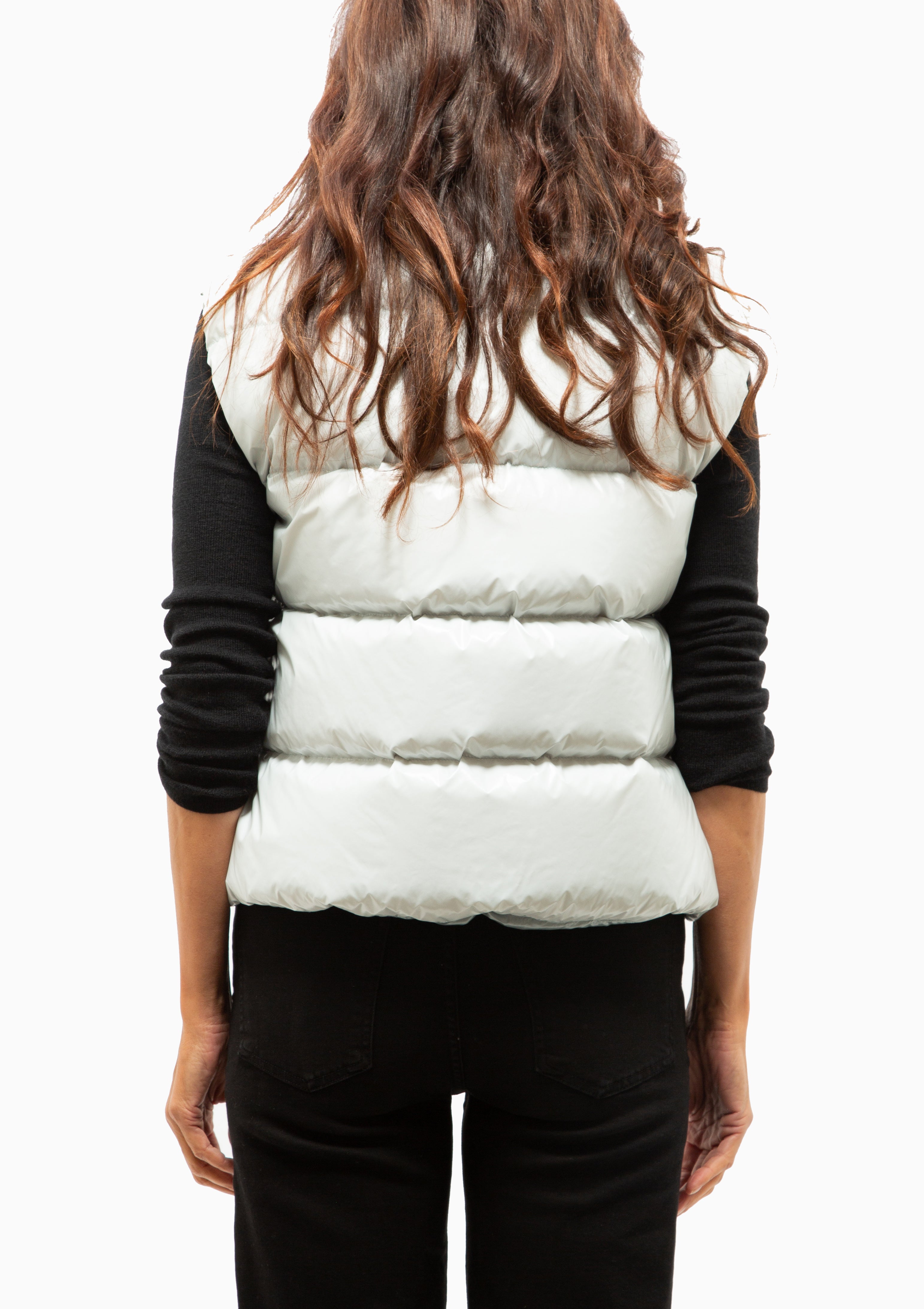 Gloss Snap Front Vest | Azzurro Chiaro Grigiato