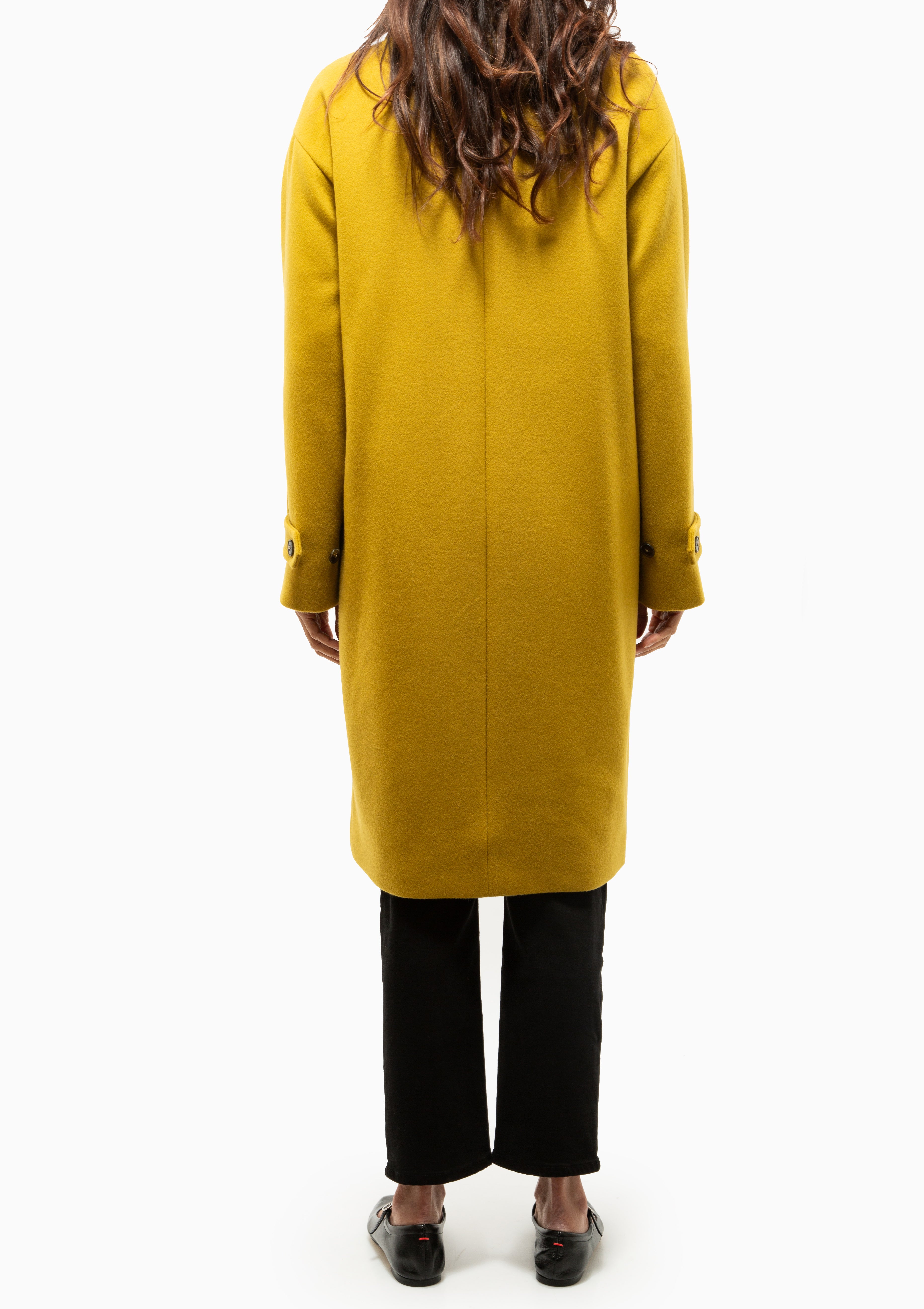 Manteco Wool Coat With Detachable Bib | Verde Acido