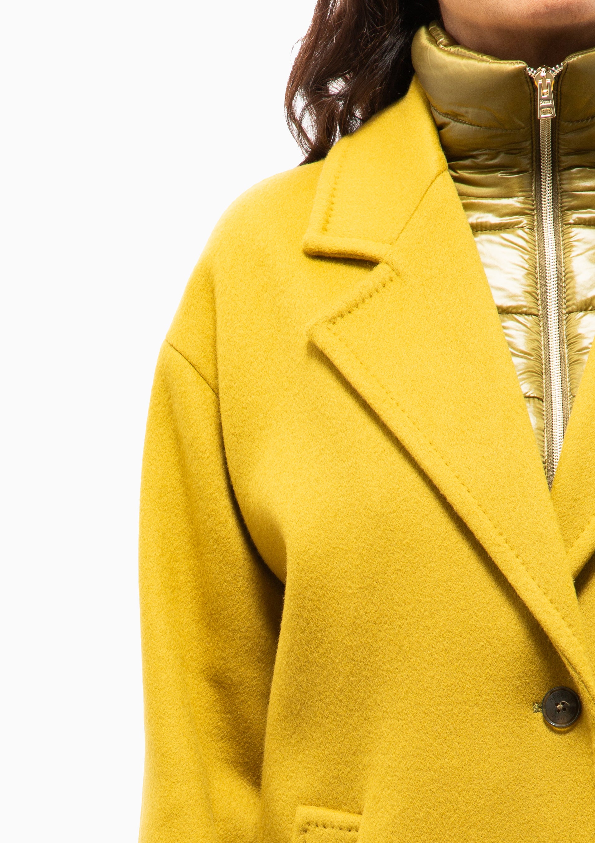 Manteco Wool Coat With Detachable Bib | Verde Acido
