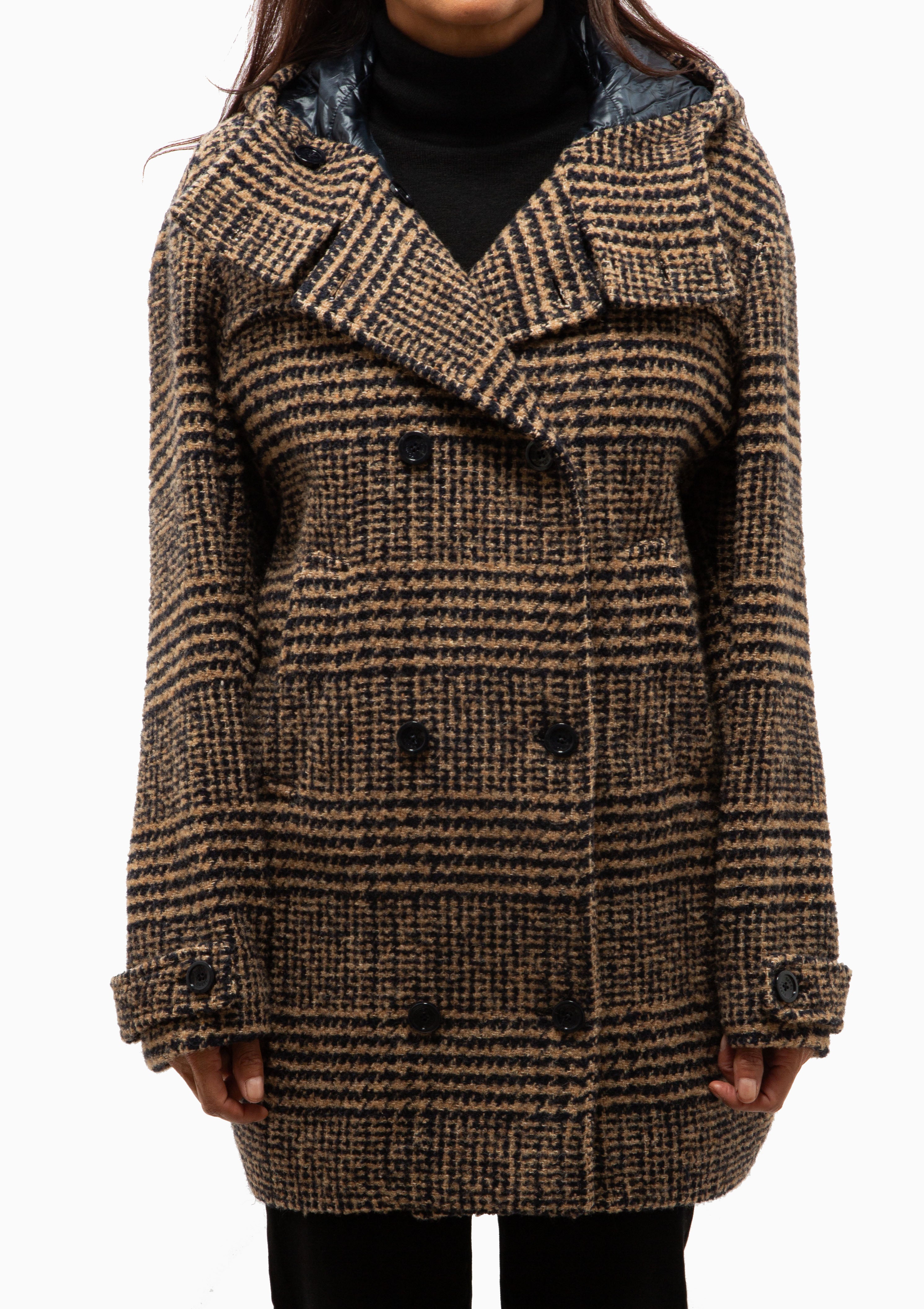 Prince Of Wales Hooded Coat | Camel