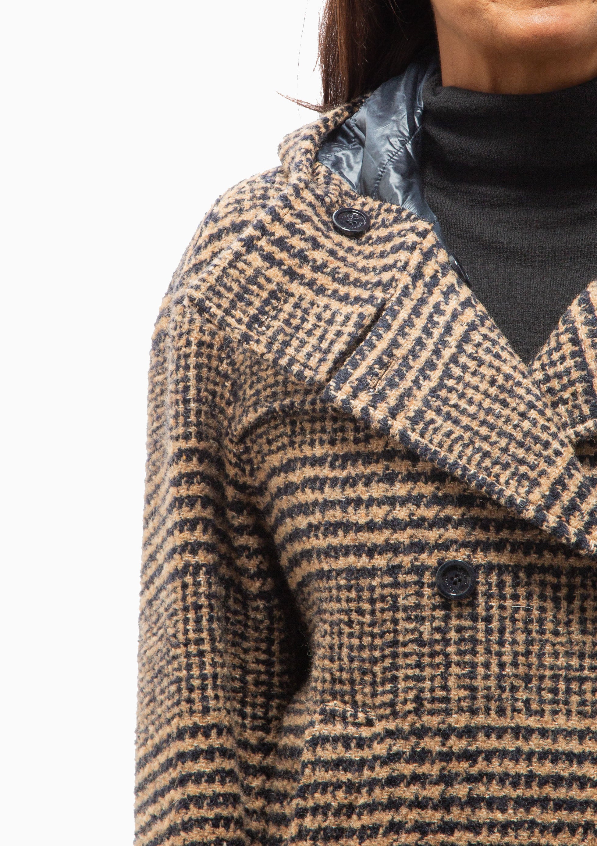 Prince Of Wales Hooded Coat | Camel