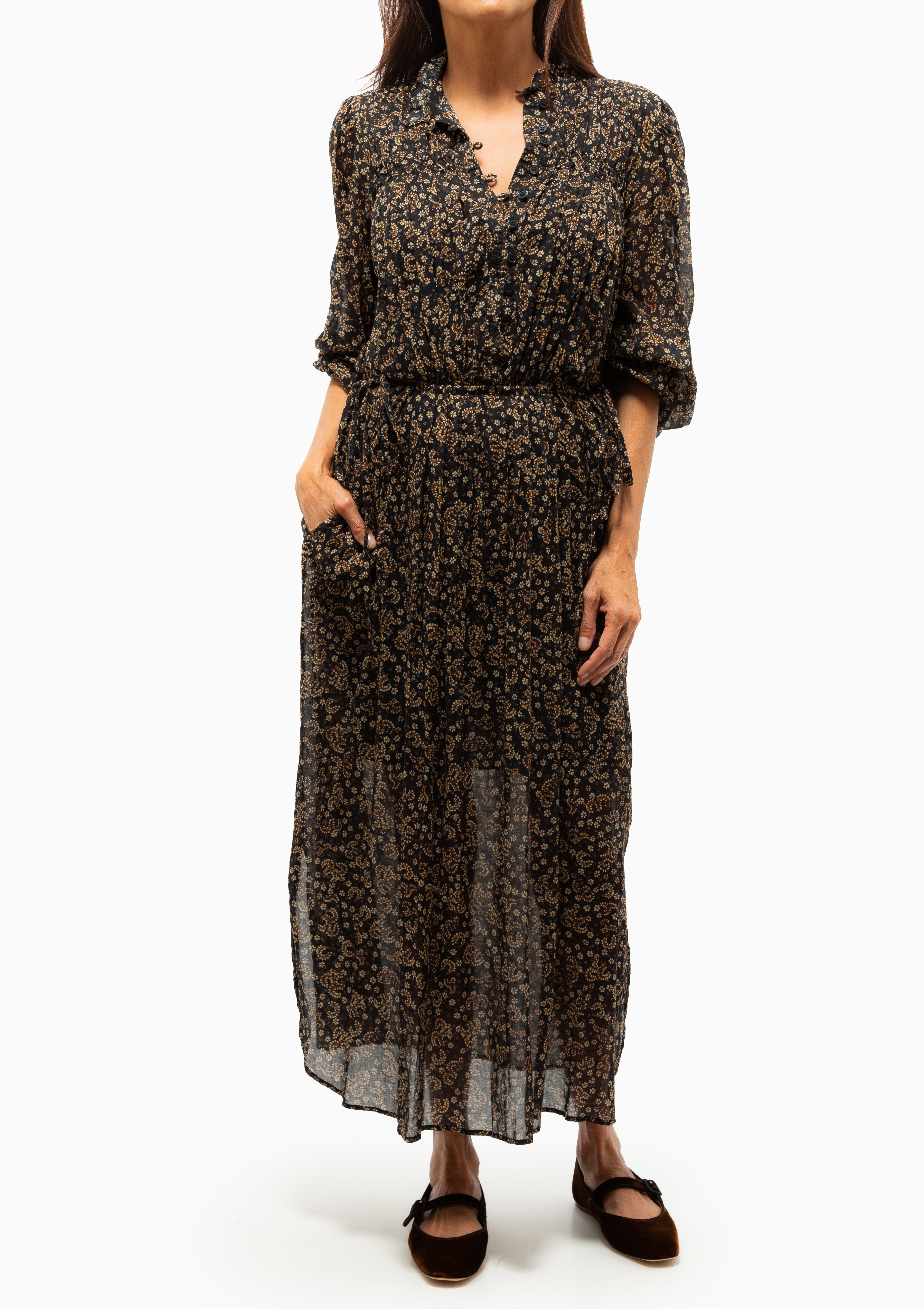Dalida Dress | Black/Ochre