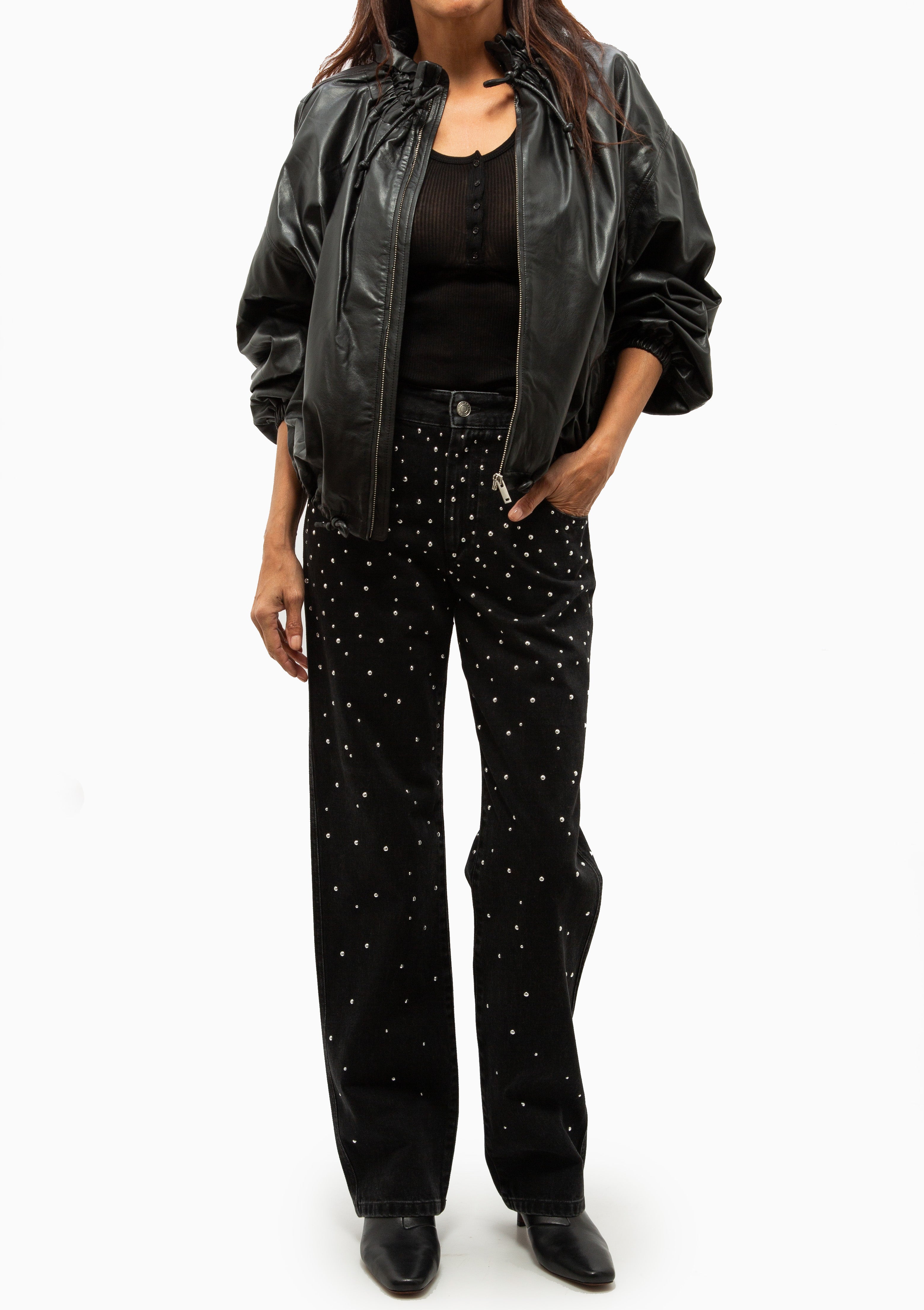 Neela Faux Leather Jacket | Black