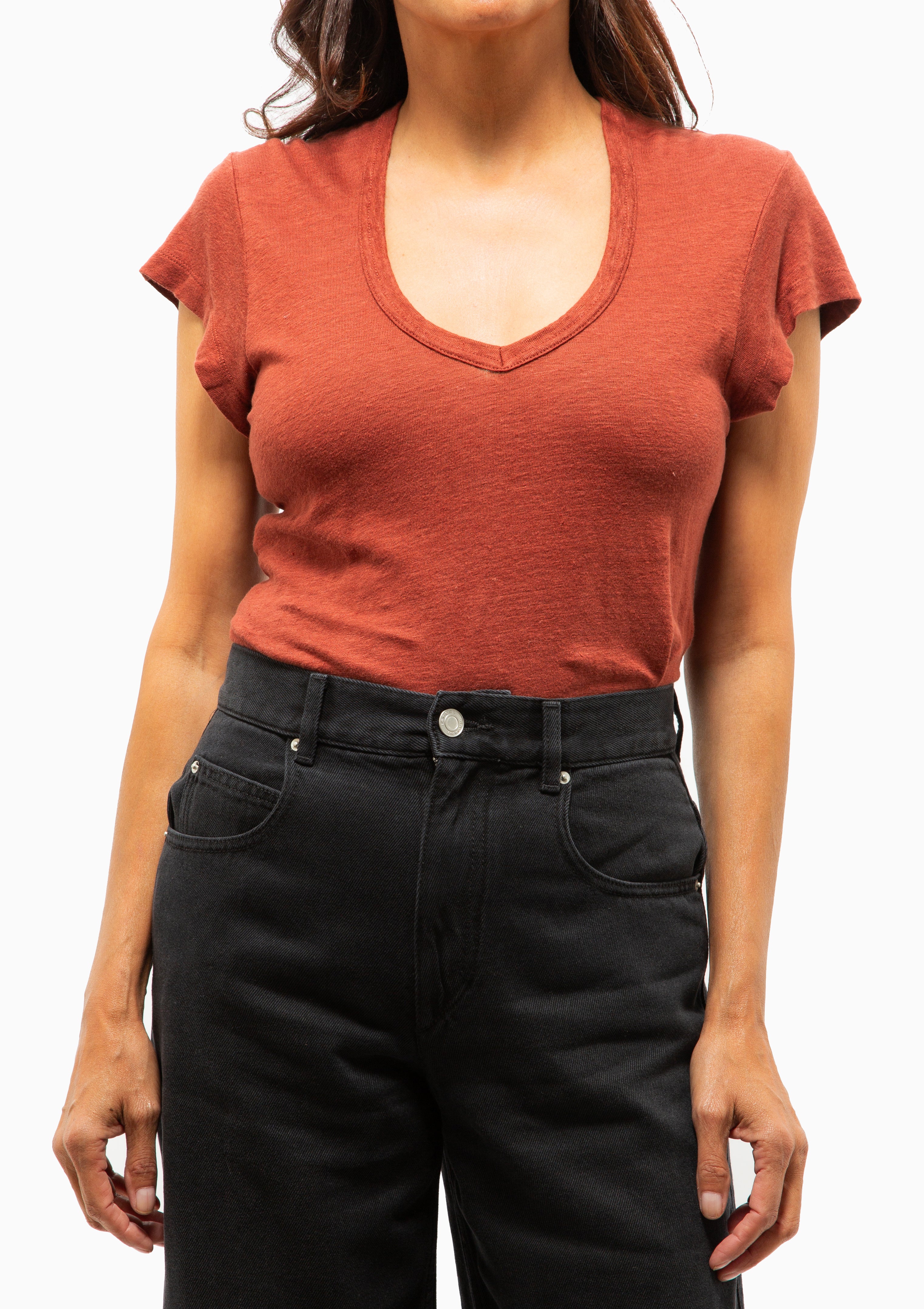 Zankou V-Neck T-Shirt | Dark Rust