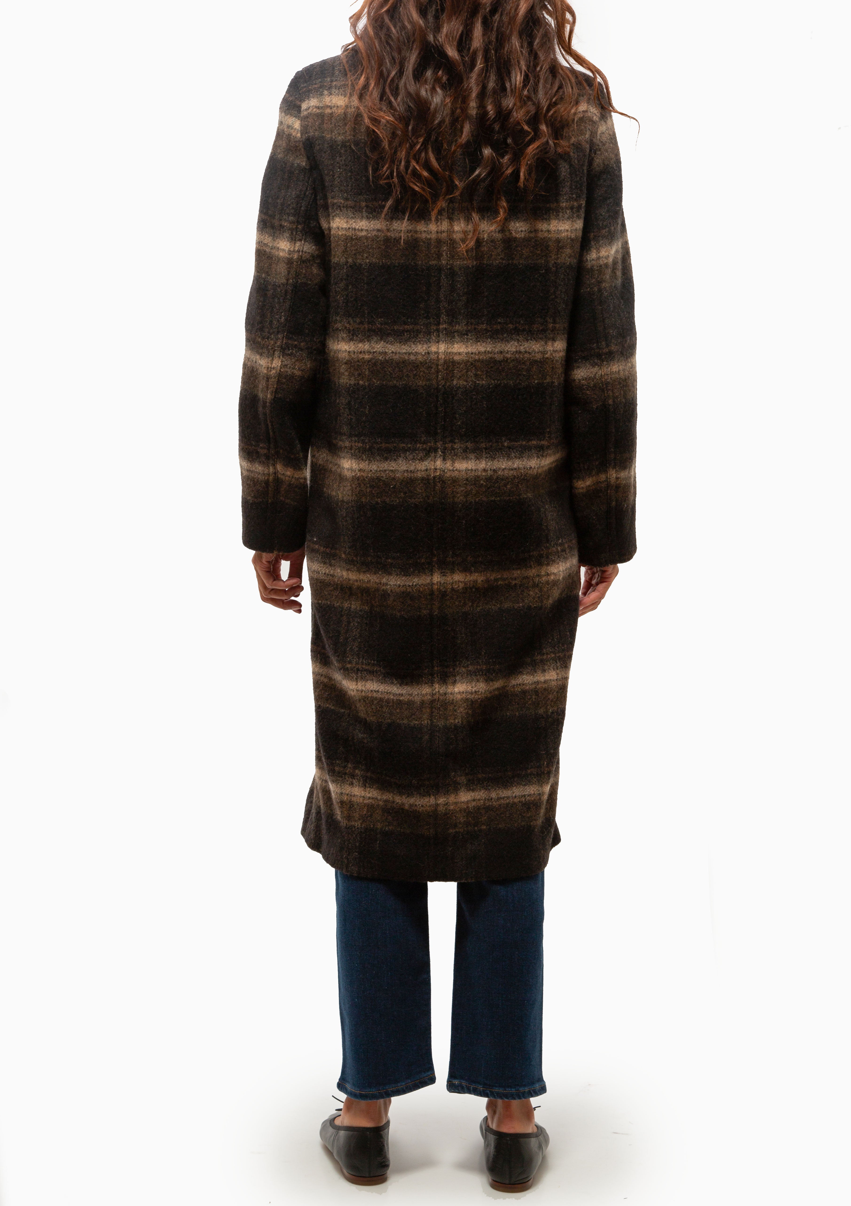 Gihan Wool Coat | Black/Khaki
