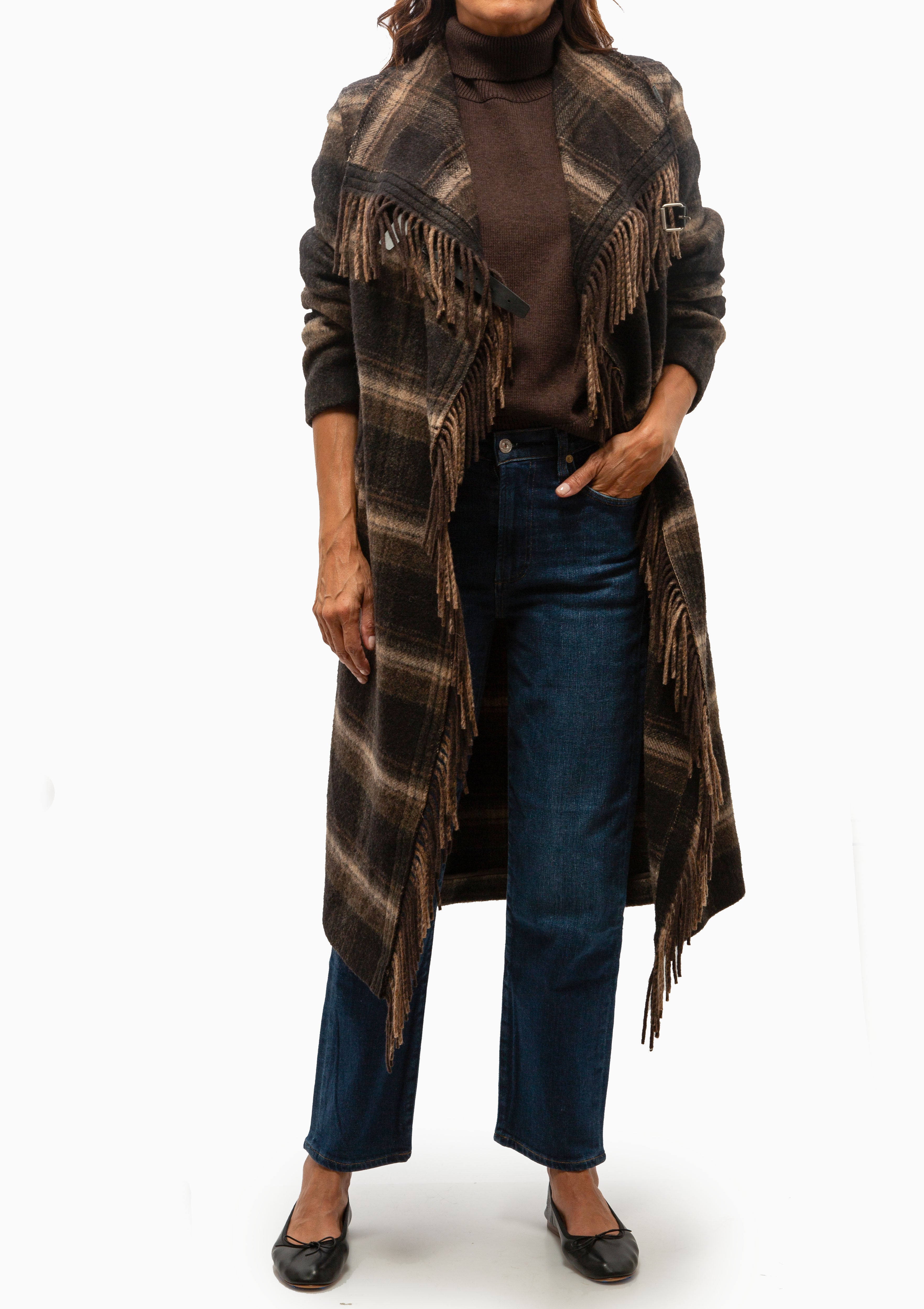 Gihan Wool Coat | Black/Khaki