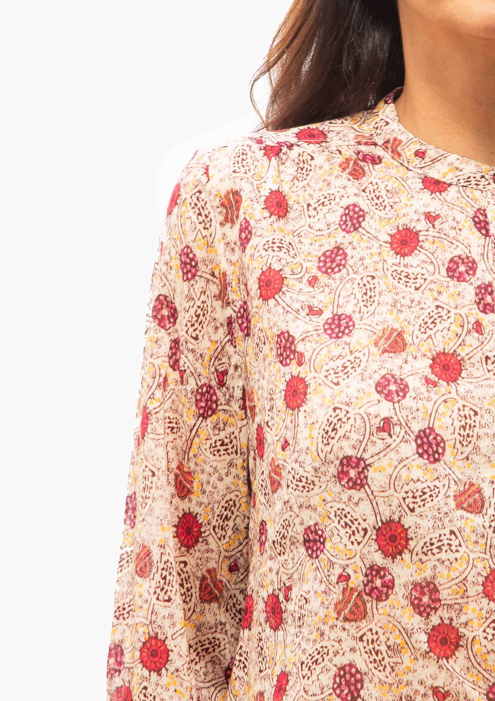 Maria Top | Ecru/Raspberry
