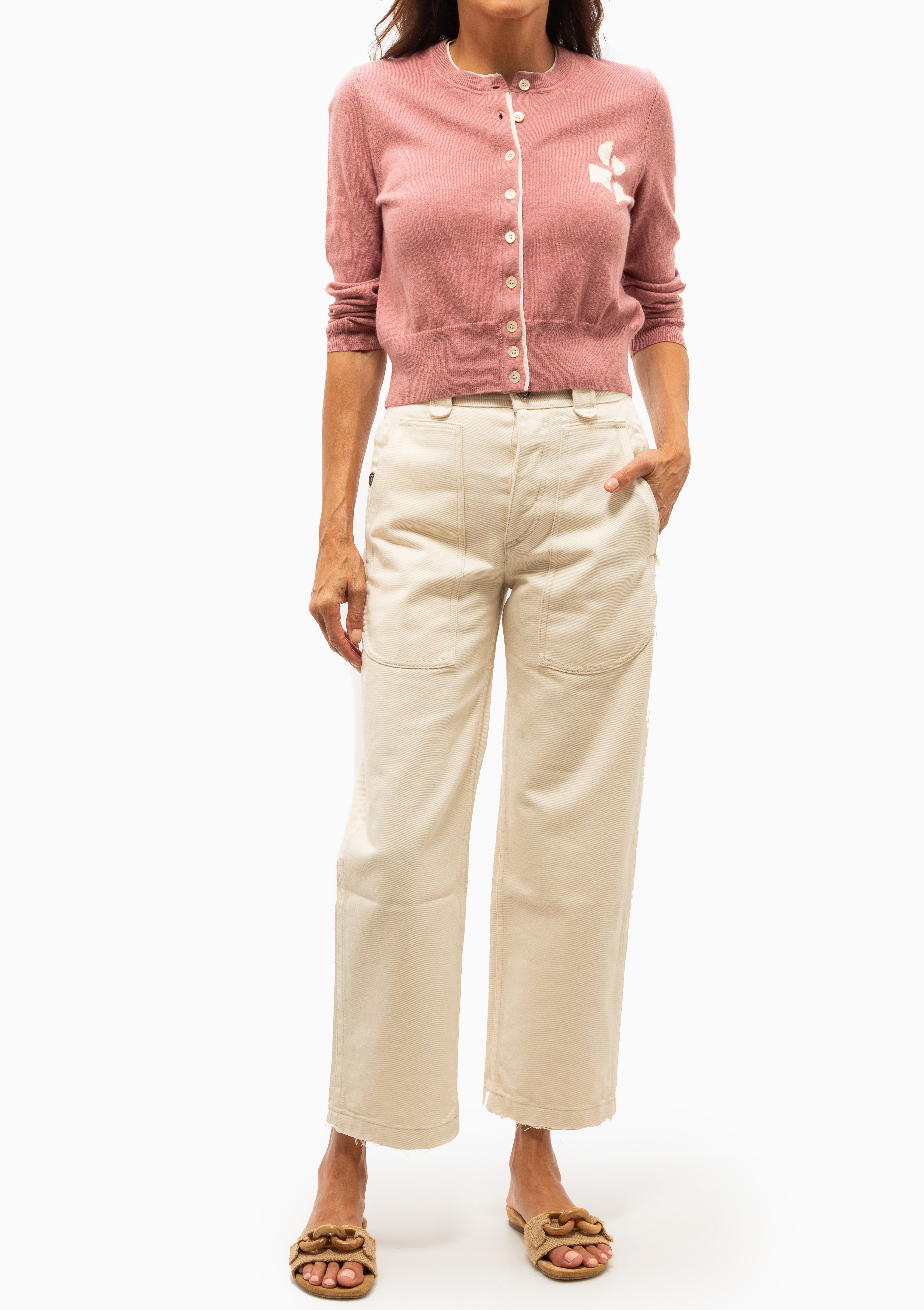 Lona Cardigan | Old Pink/Light Grey
