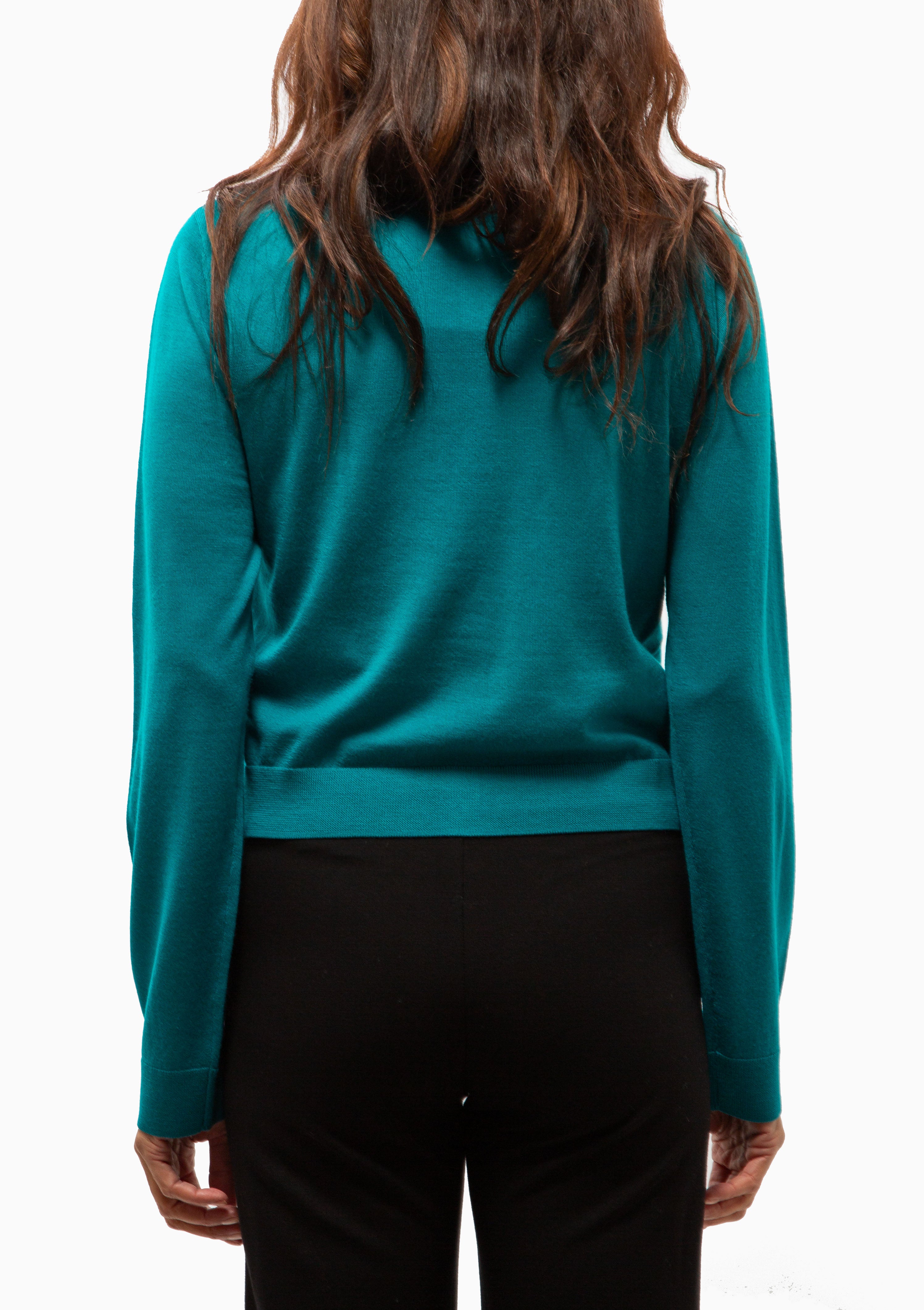 James Mock Neck Cardigan | Caribbean