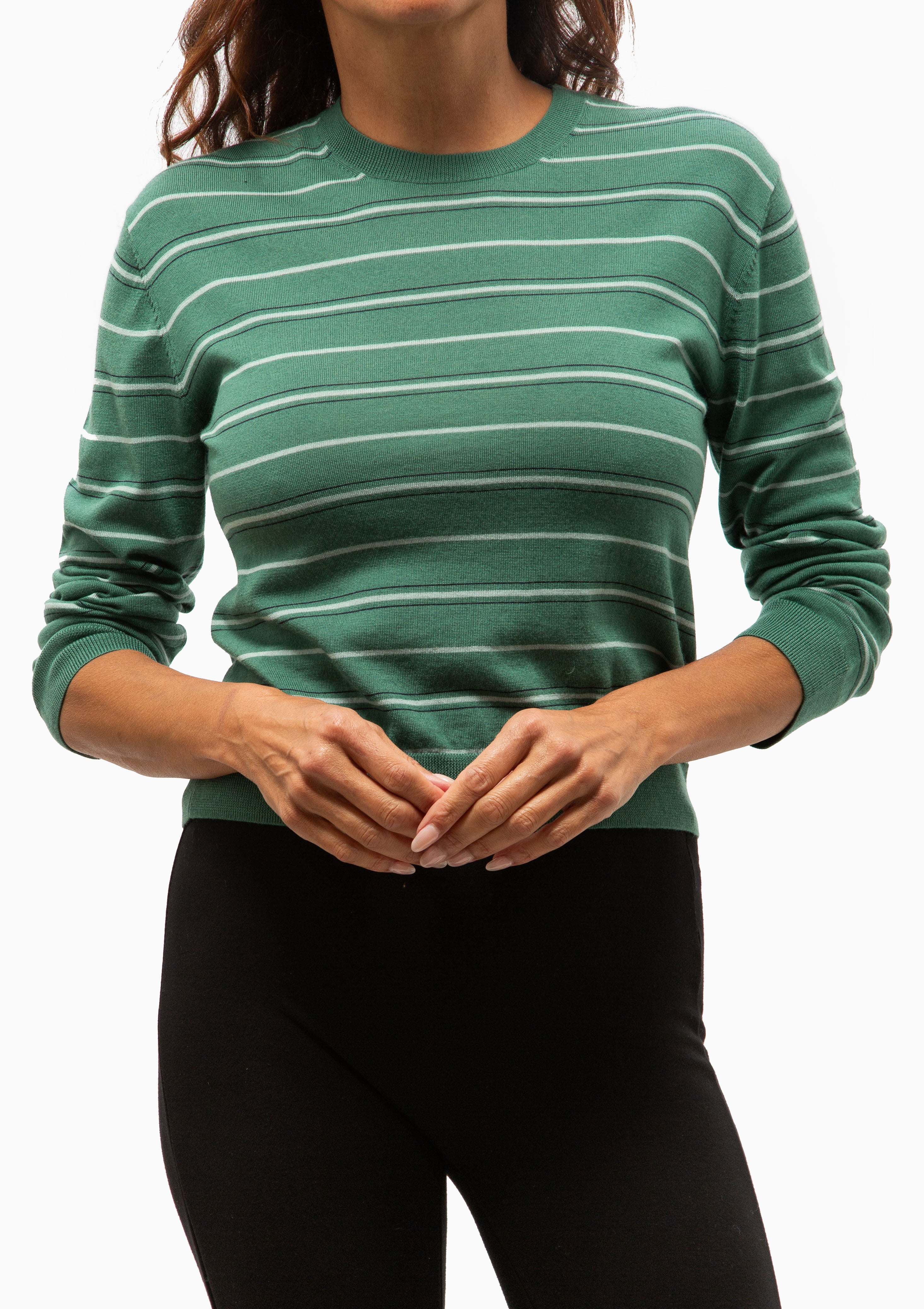 James Stripe Classic Crew | Basil Stripe