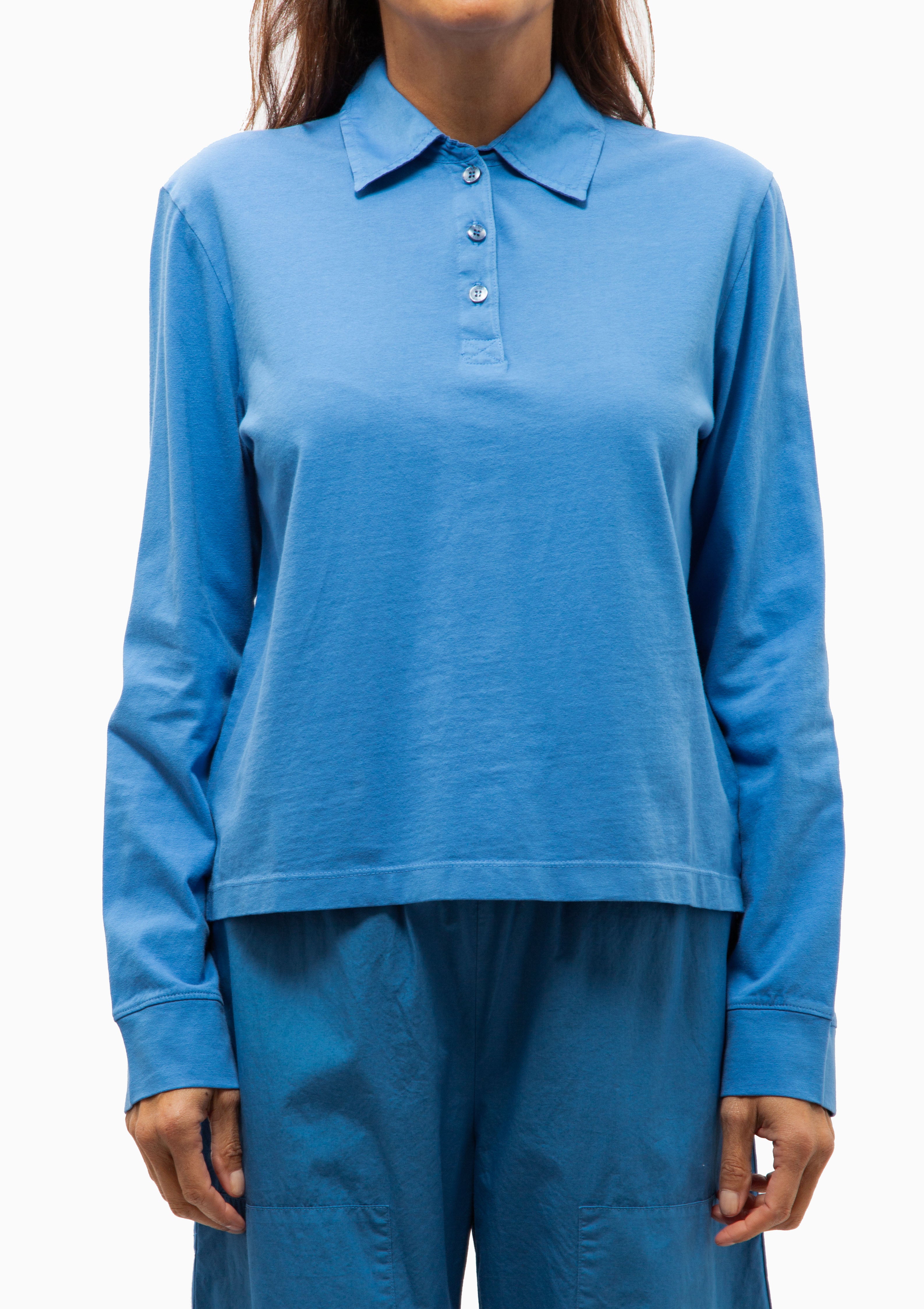 Margo Long Sleeve Polo | Bleuet