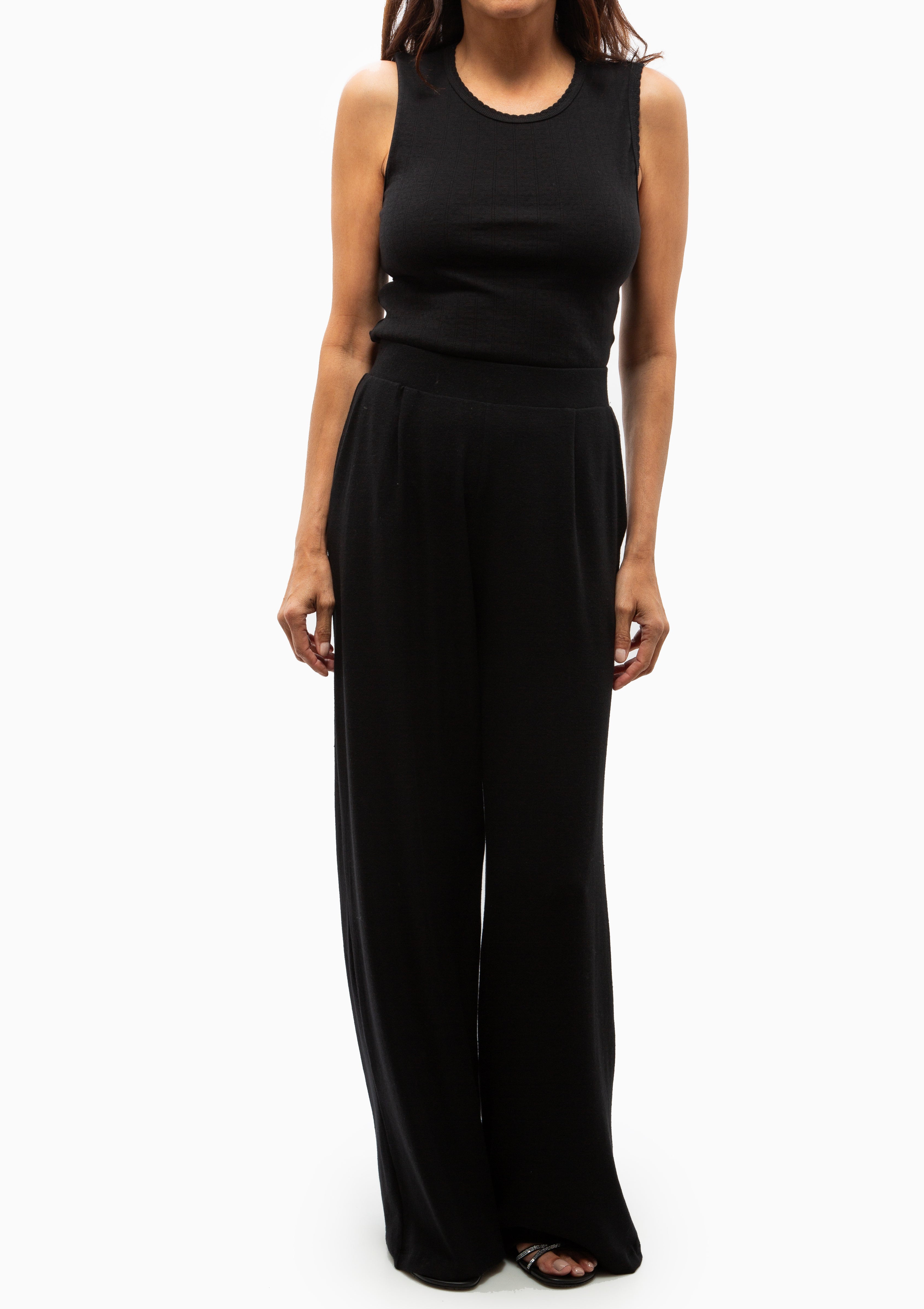 Pointelle Sleeveless Crew | Black