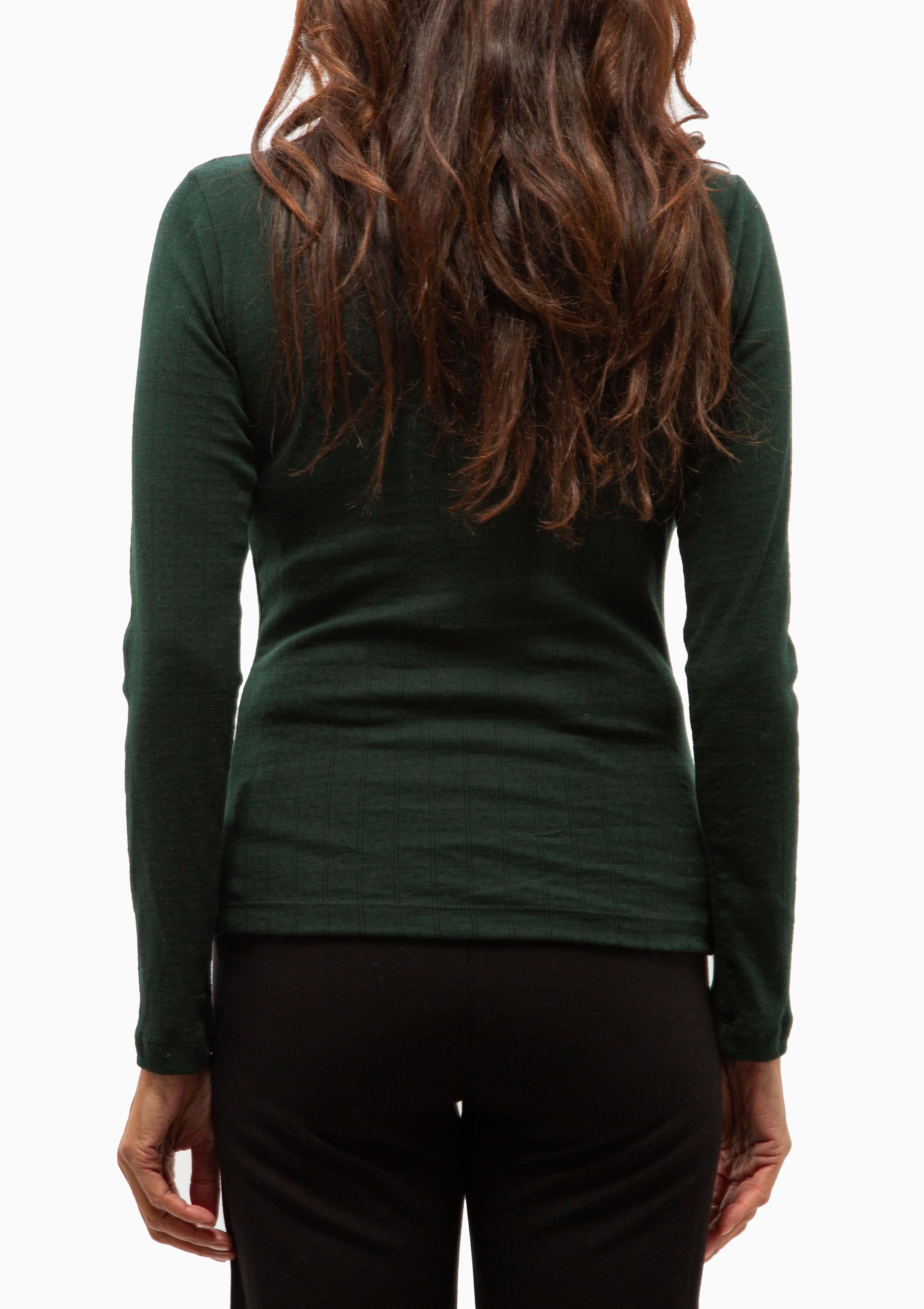 Pointelle Slim Fit Long Sleeve Tee | Forest