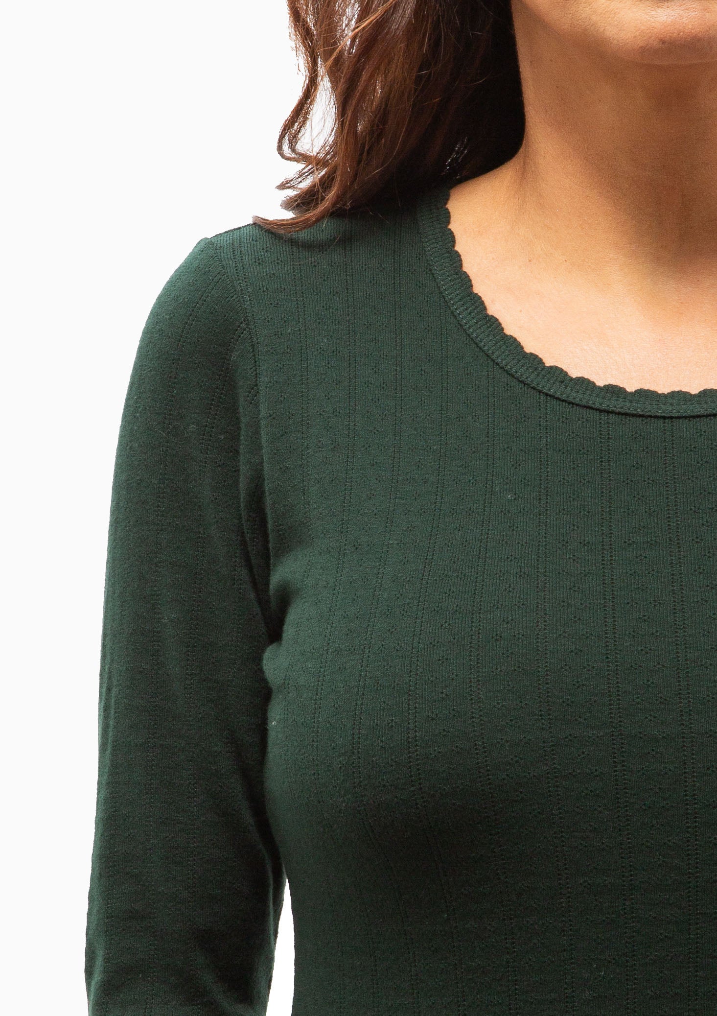 Pointelle Slim Fit Long Sleeve Tee | Forest