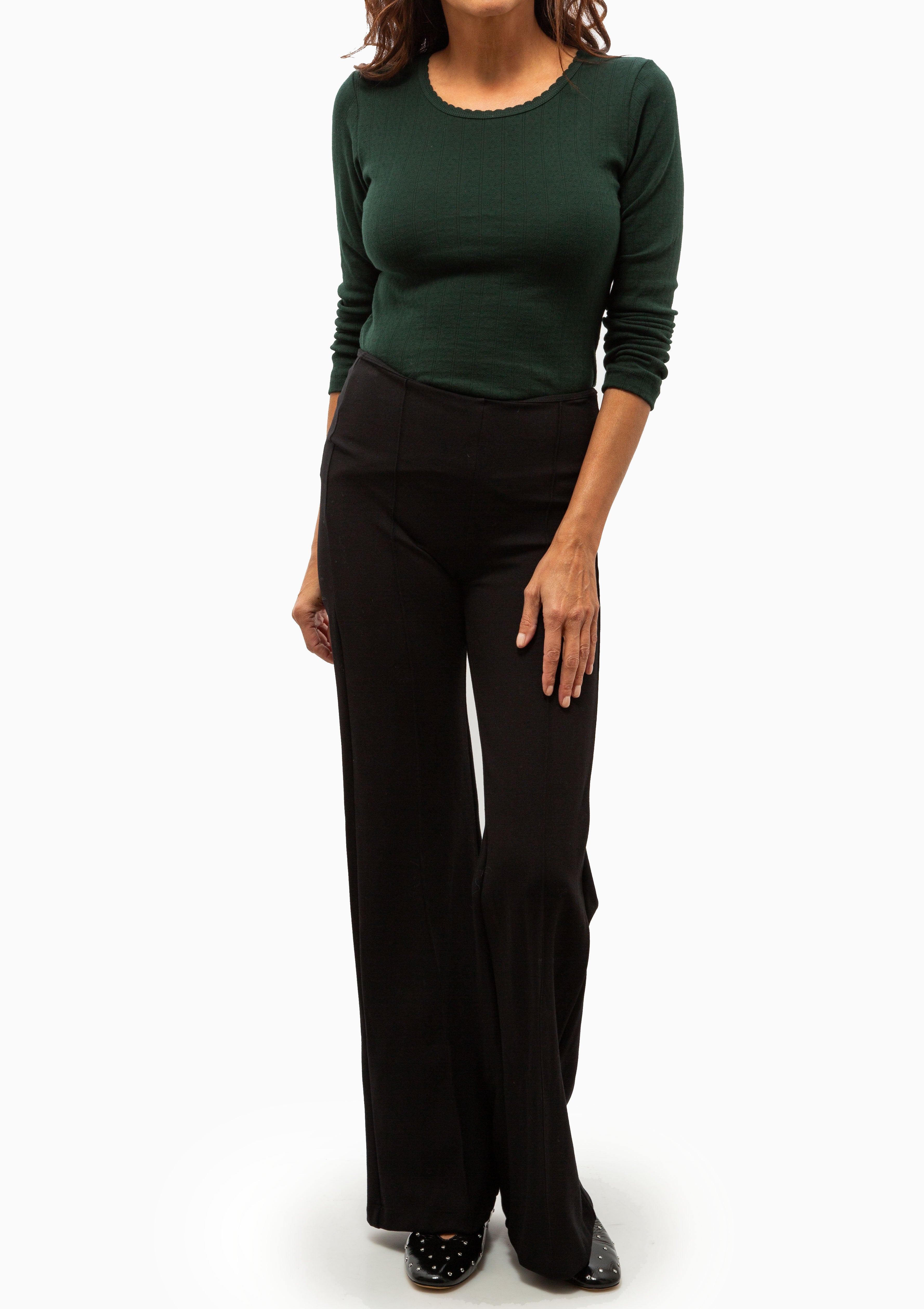 Pointelle Slim Fit Long Sleeve Tee | Forest