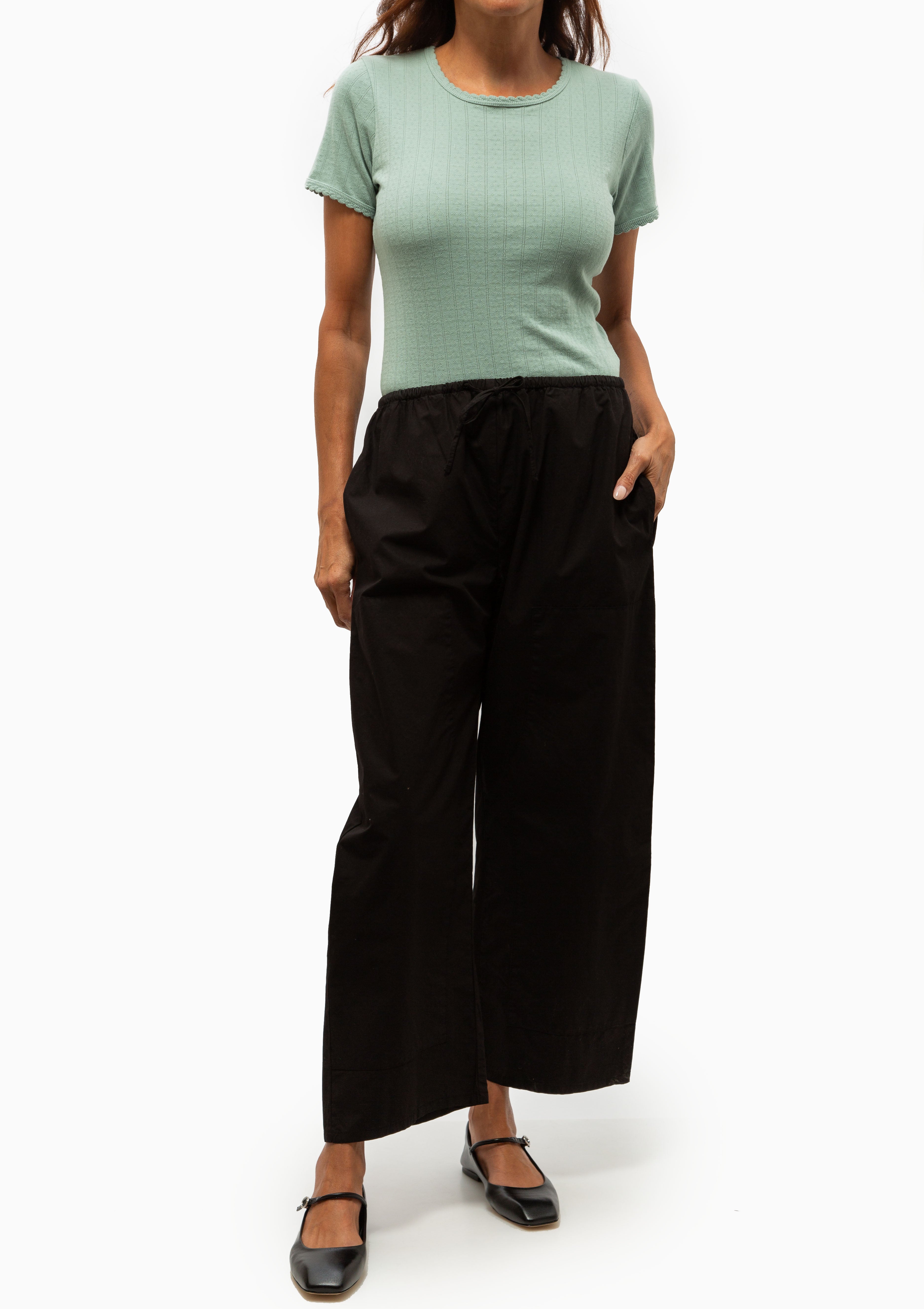 Pointelle Slim Fit Tee | Eucalyptus