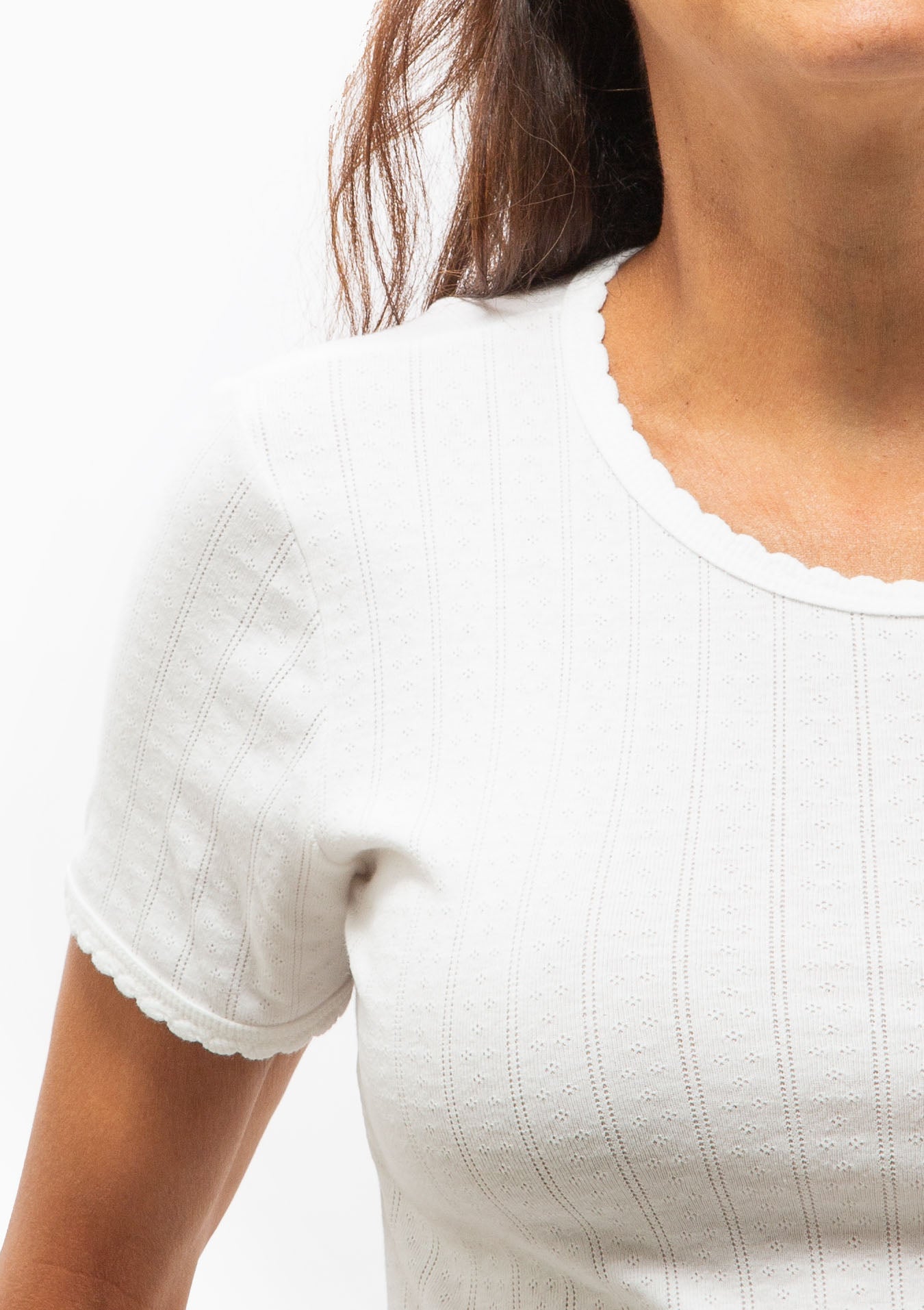 Pointelle Slim Fit Tee | White