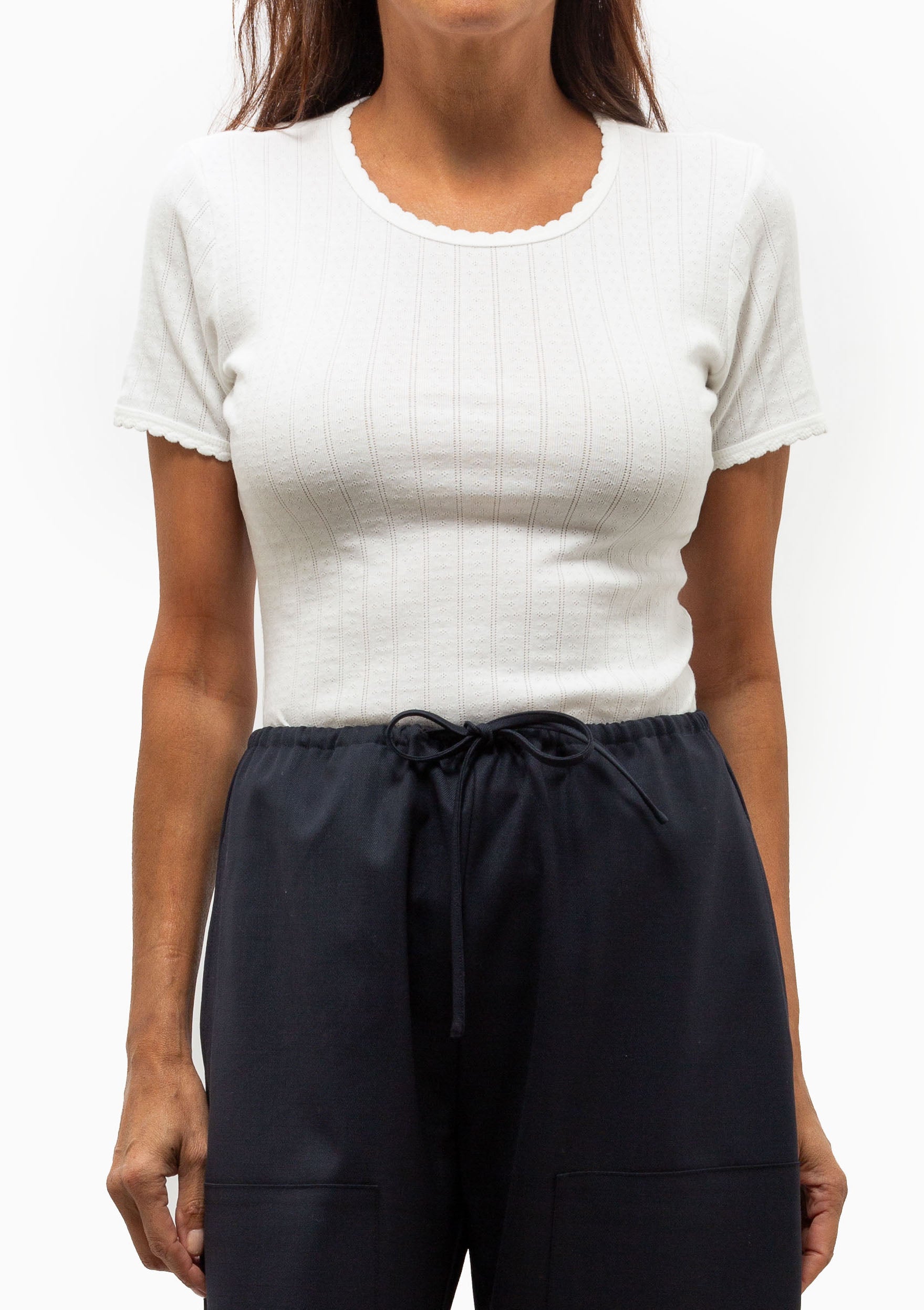 Pointelle Slim Fit Tee | White