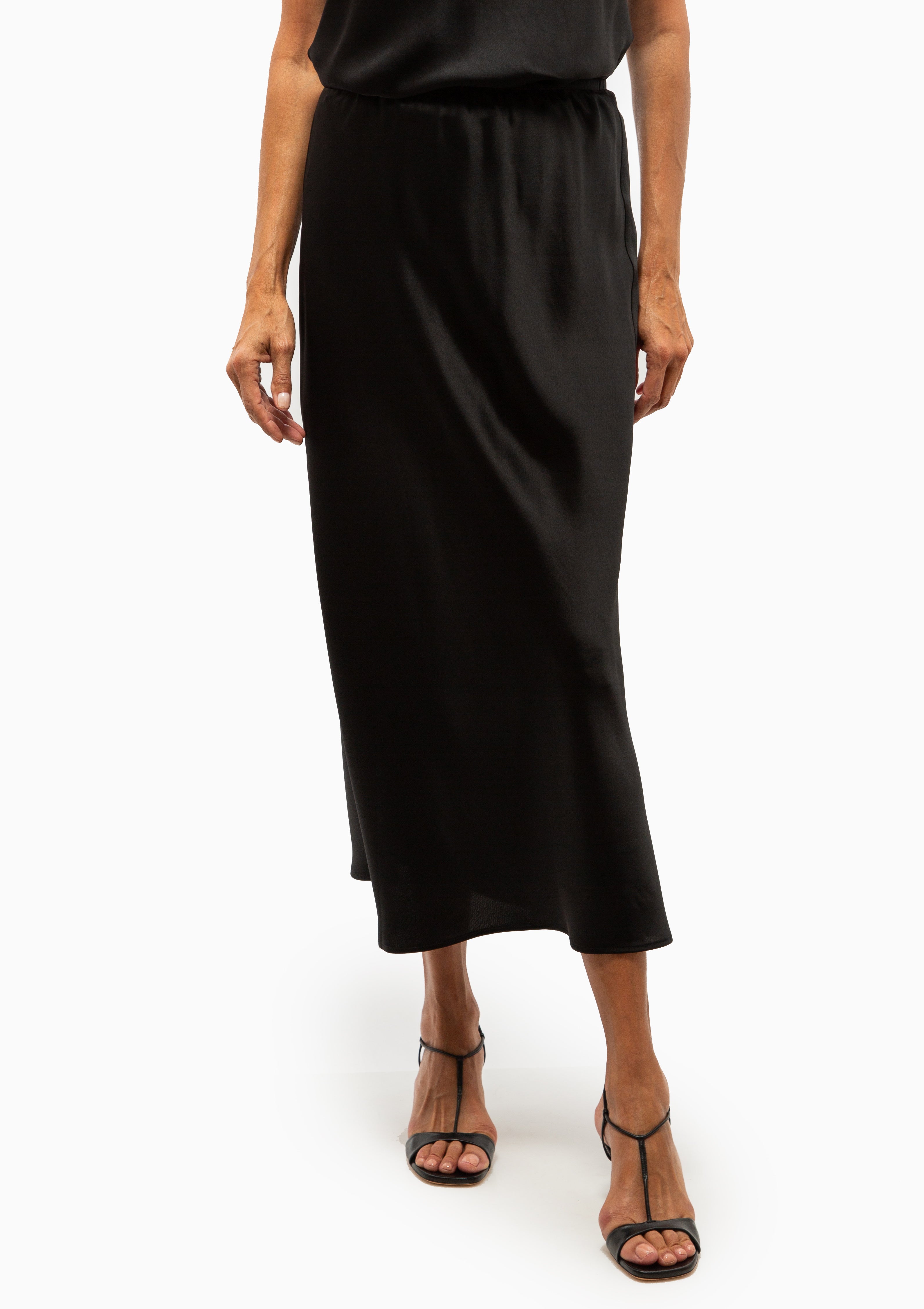 Barb Bias Ankle Skirt | Black