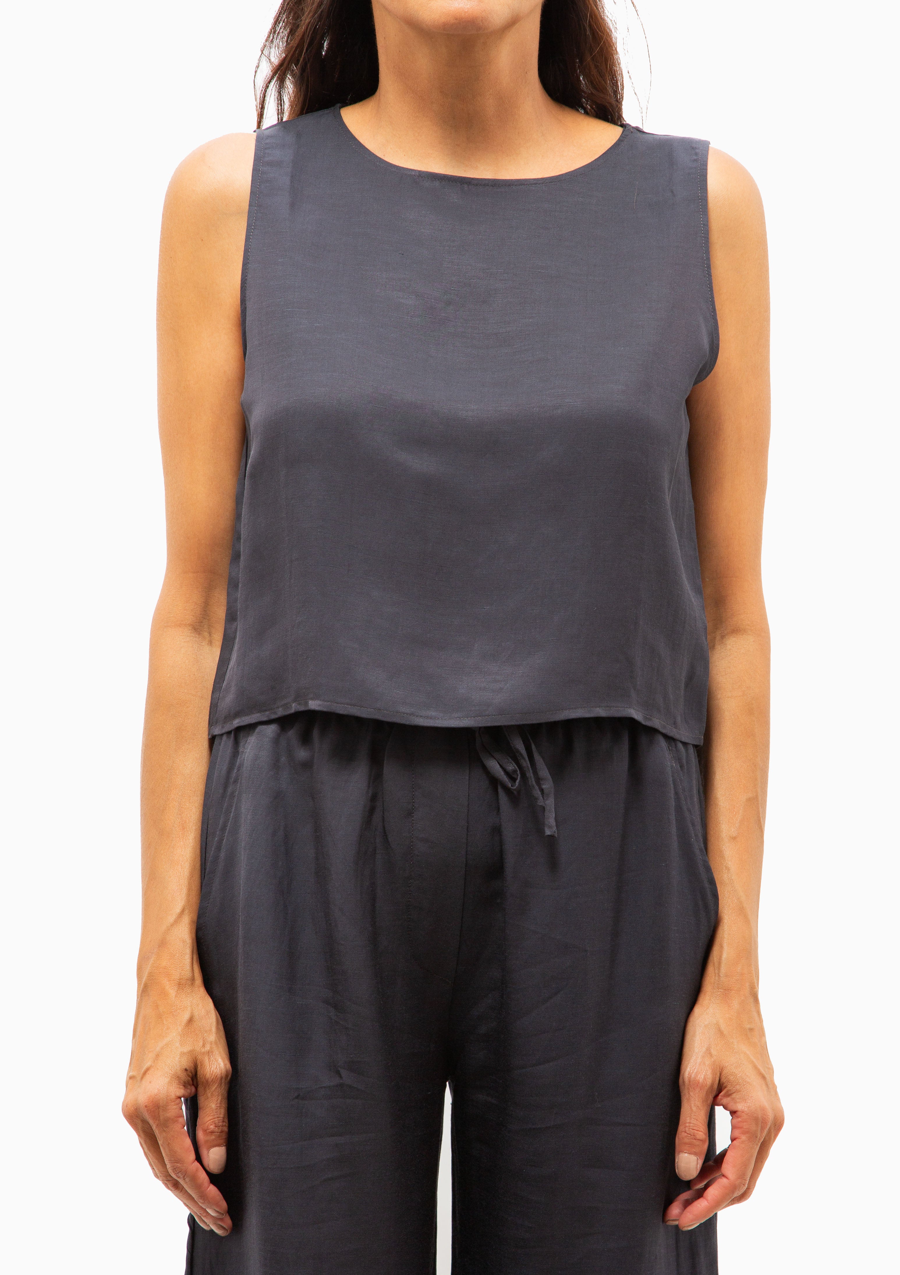 Daniel Crop Sleeveless Crew | Midnight