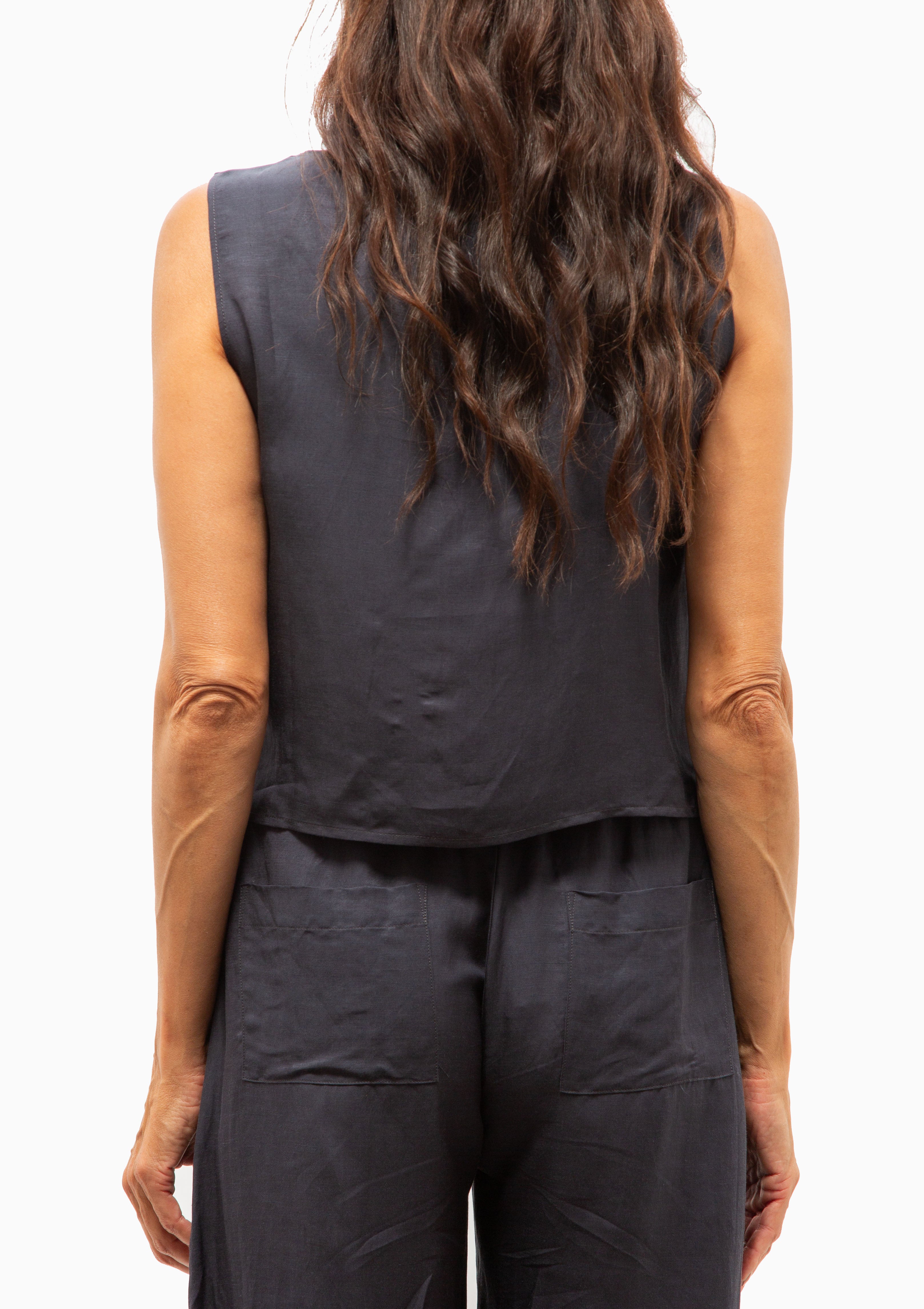 Daniel Crop Sleeveless Crew | Midnight
