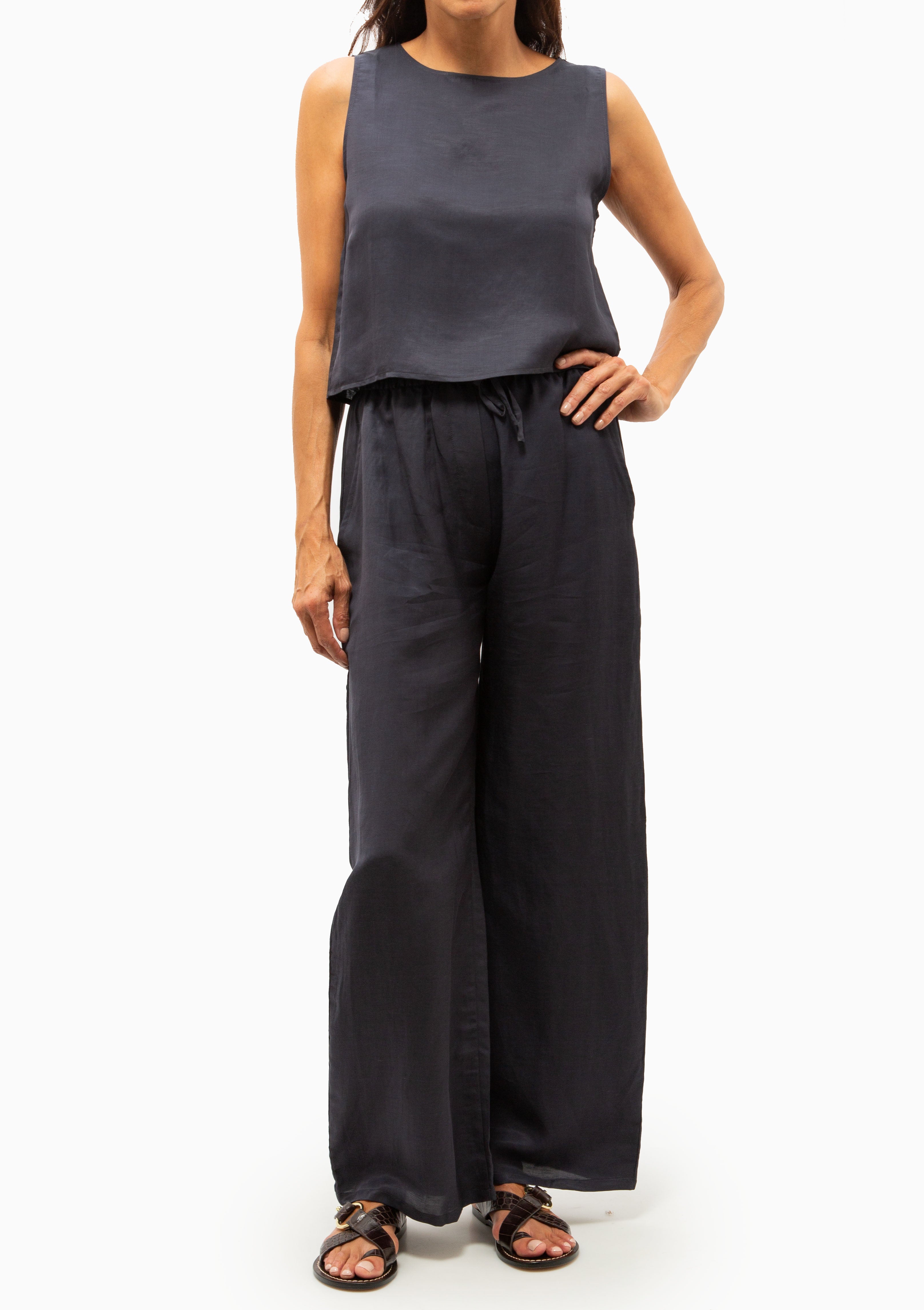 Daniel Crop Sleeveless Crew | Midnight