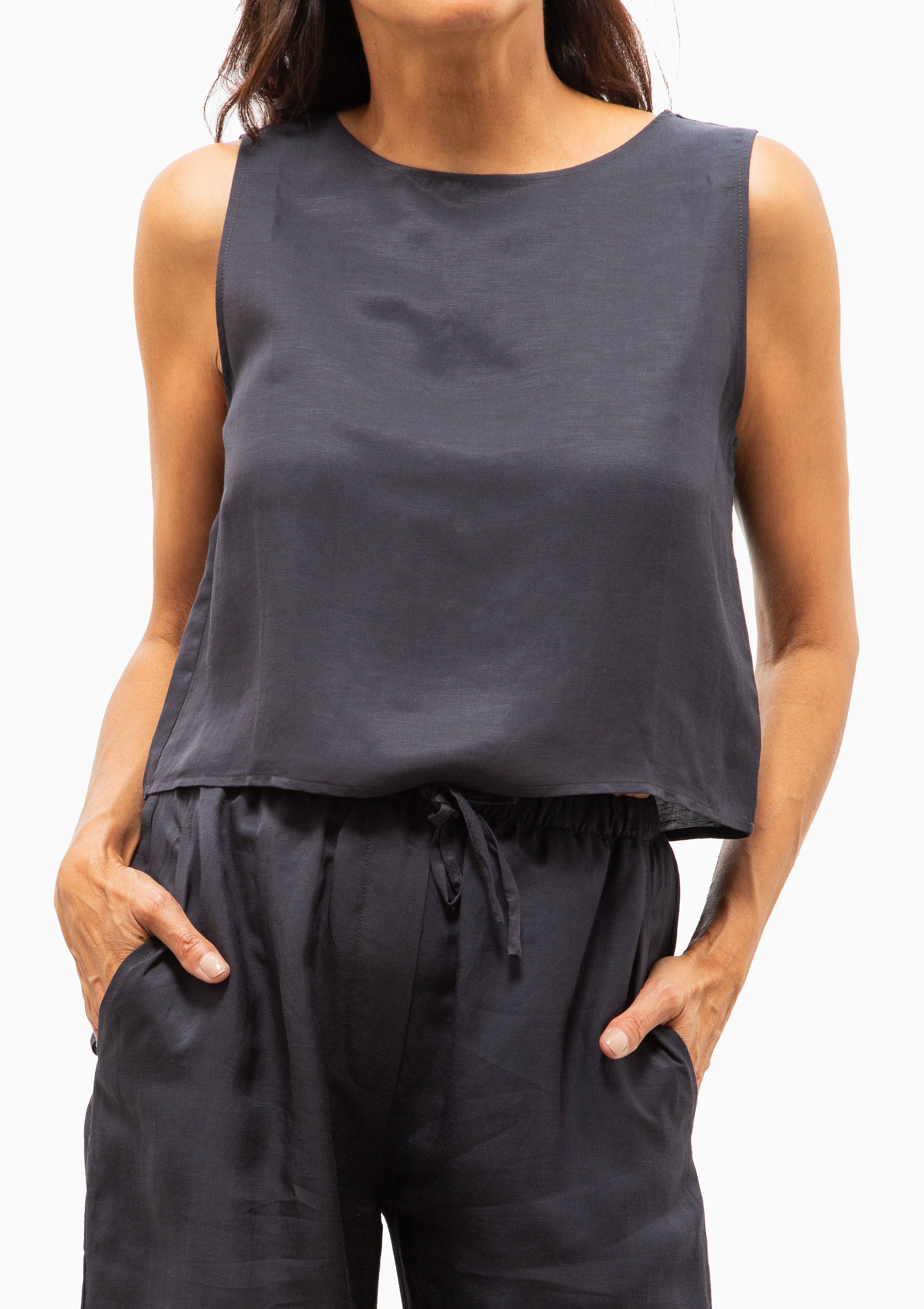 Daniel Crop Sleeveless Crew | Midnight