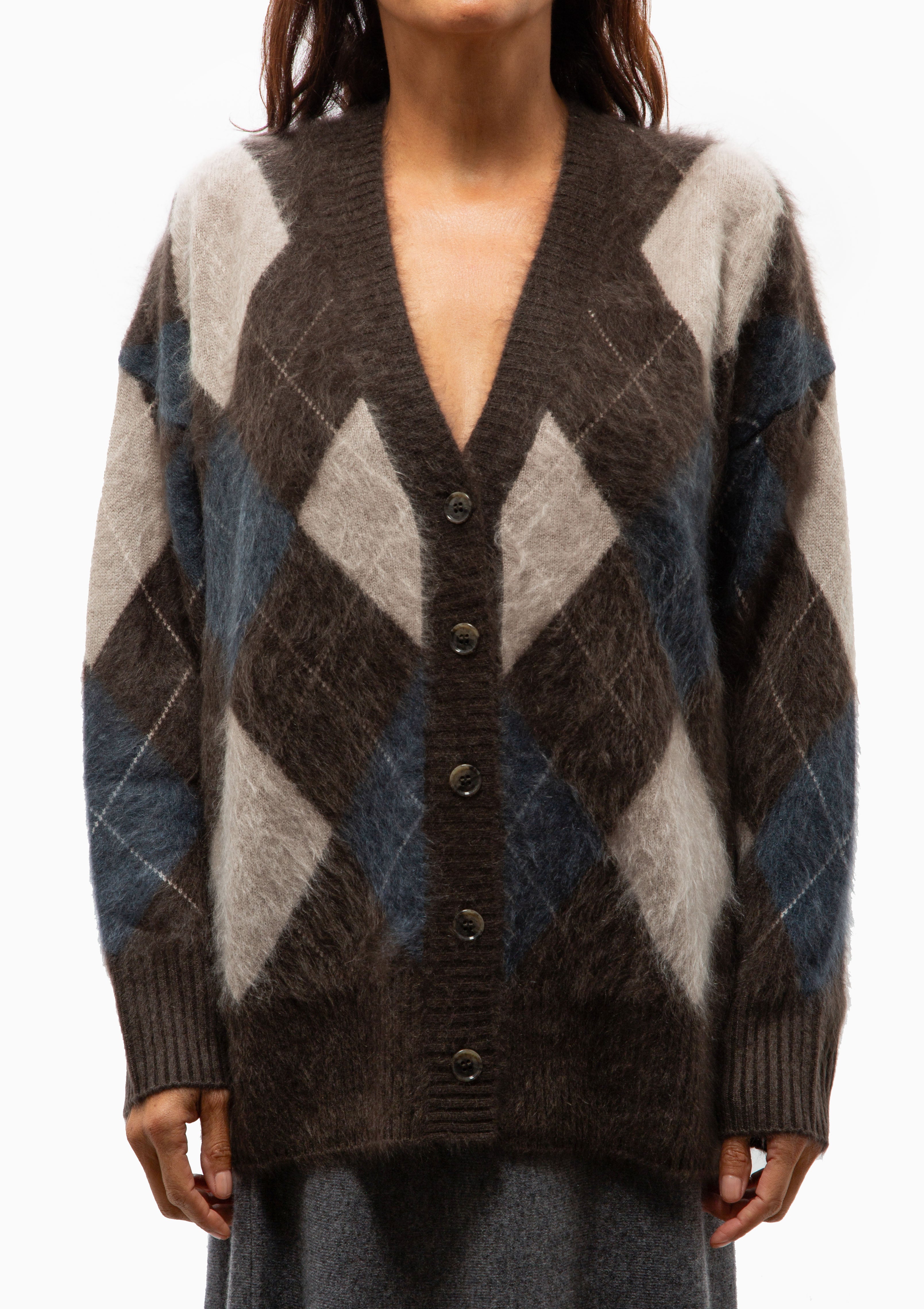 Elaria Cardigan | Wood Argyle Brushed