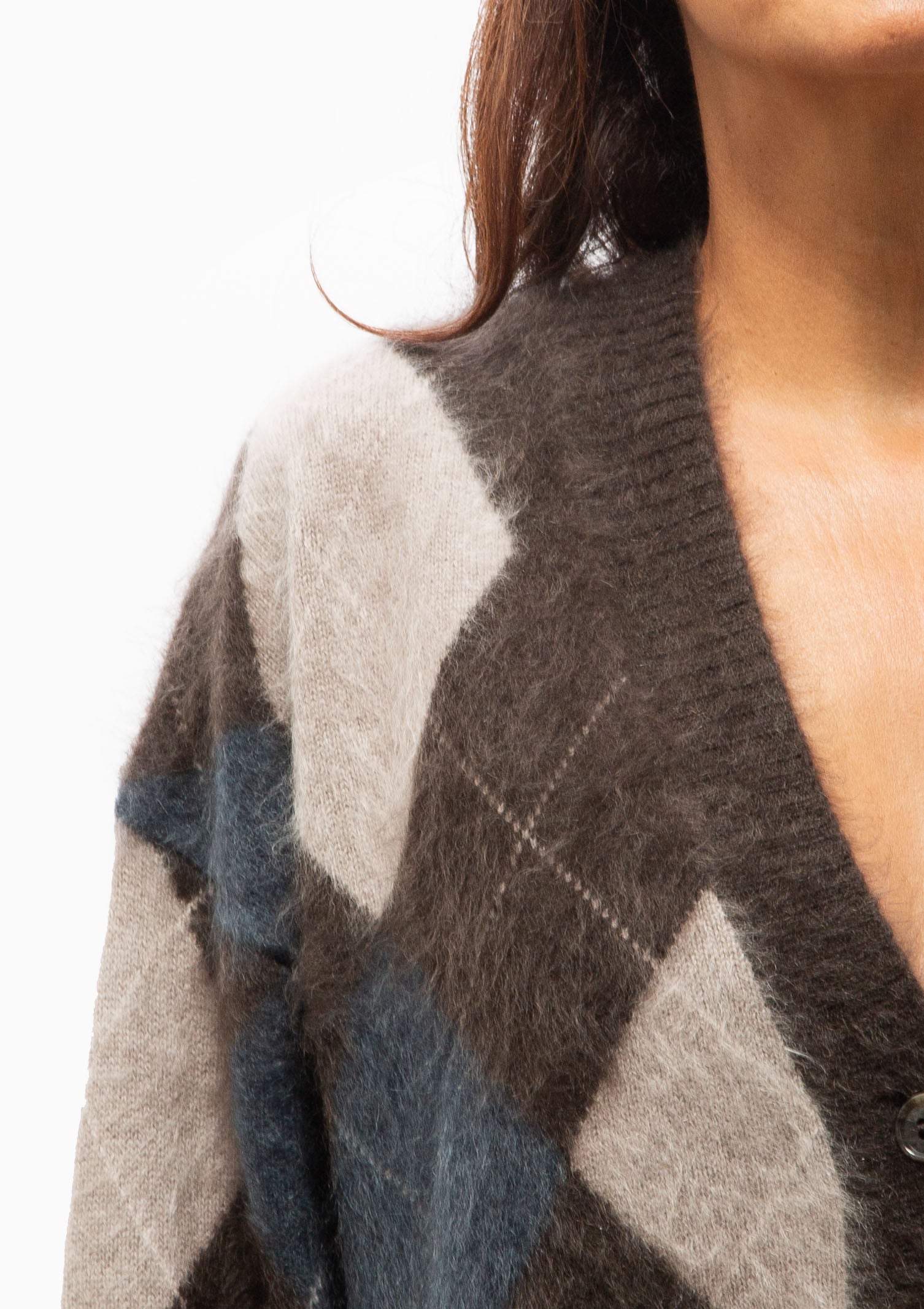 Elaria Cardigan | Wood Argyle Brushed