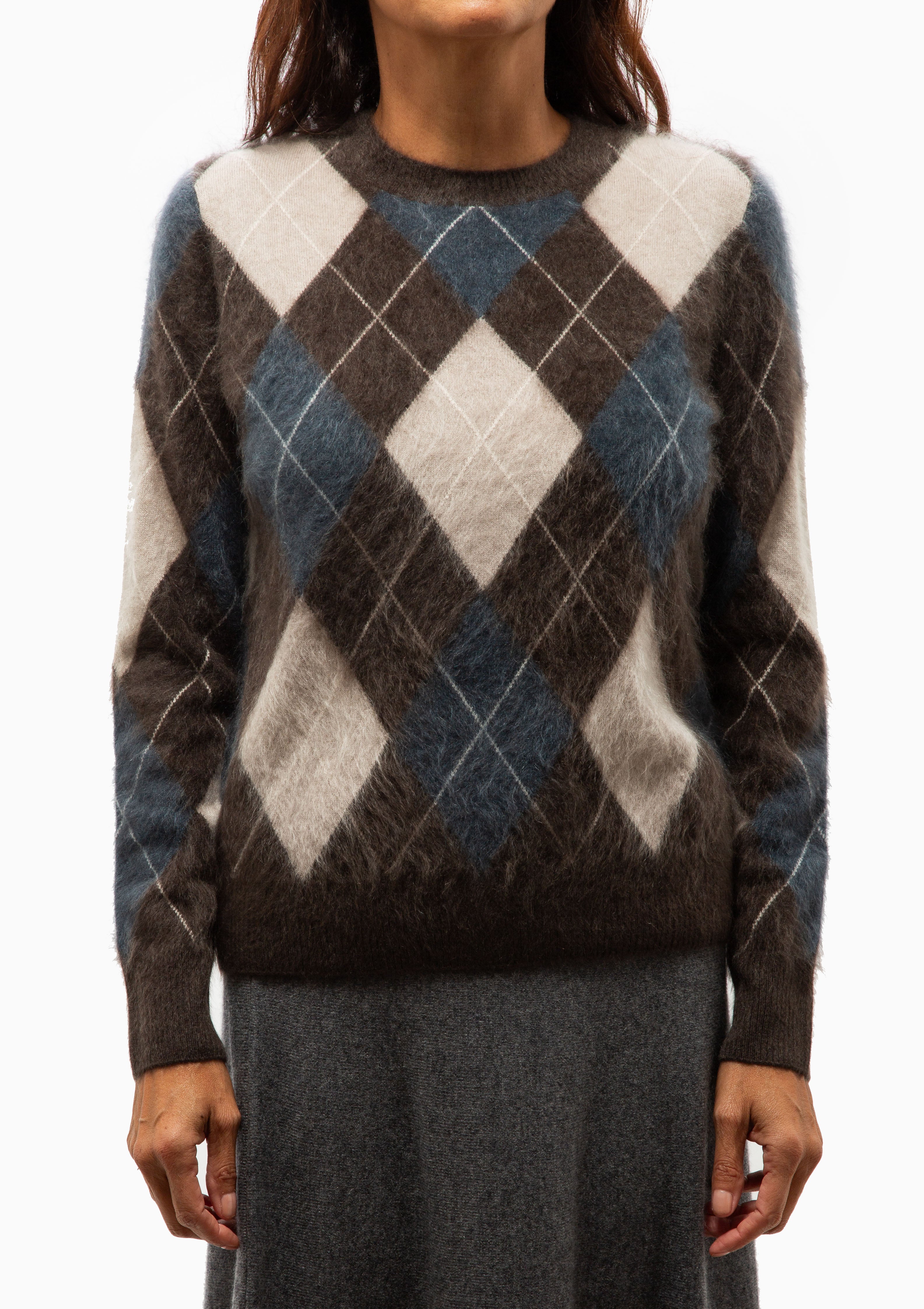 Margy Sweater | Wood Argyle Brushed